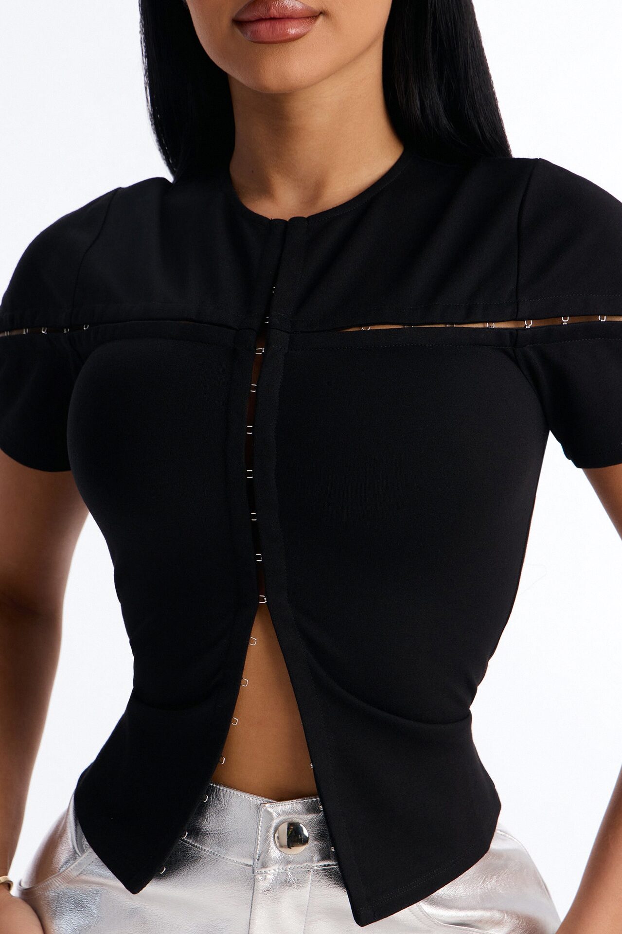 Hooked On You Short Sleeve Top - Black
