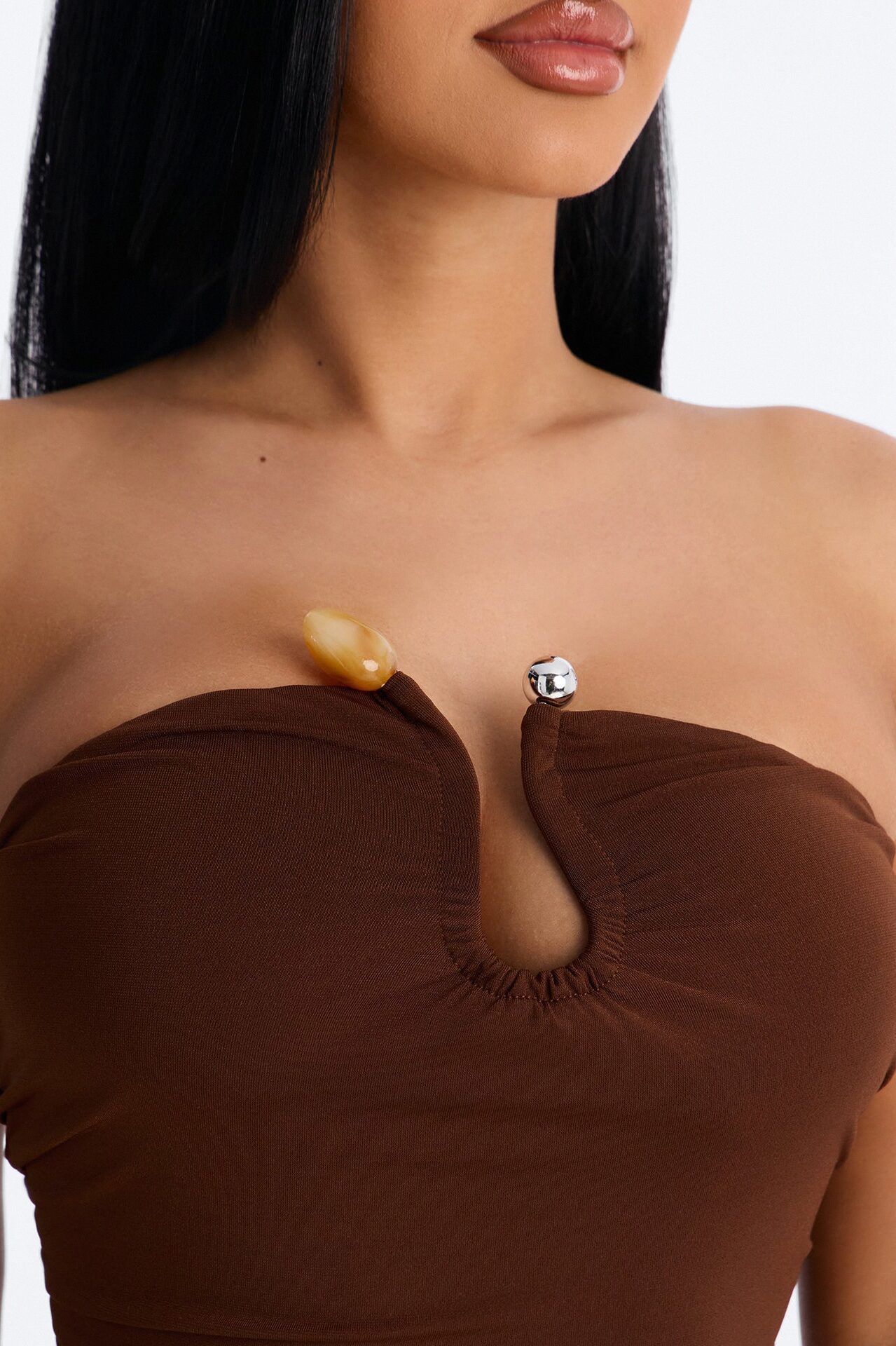 Mimi Strapless Micro Mini Dress - Chocolate