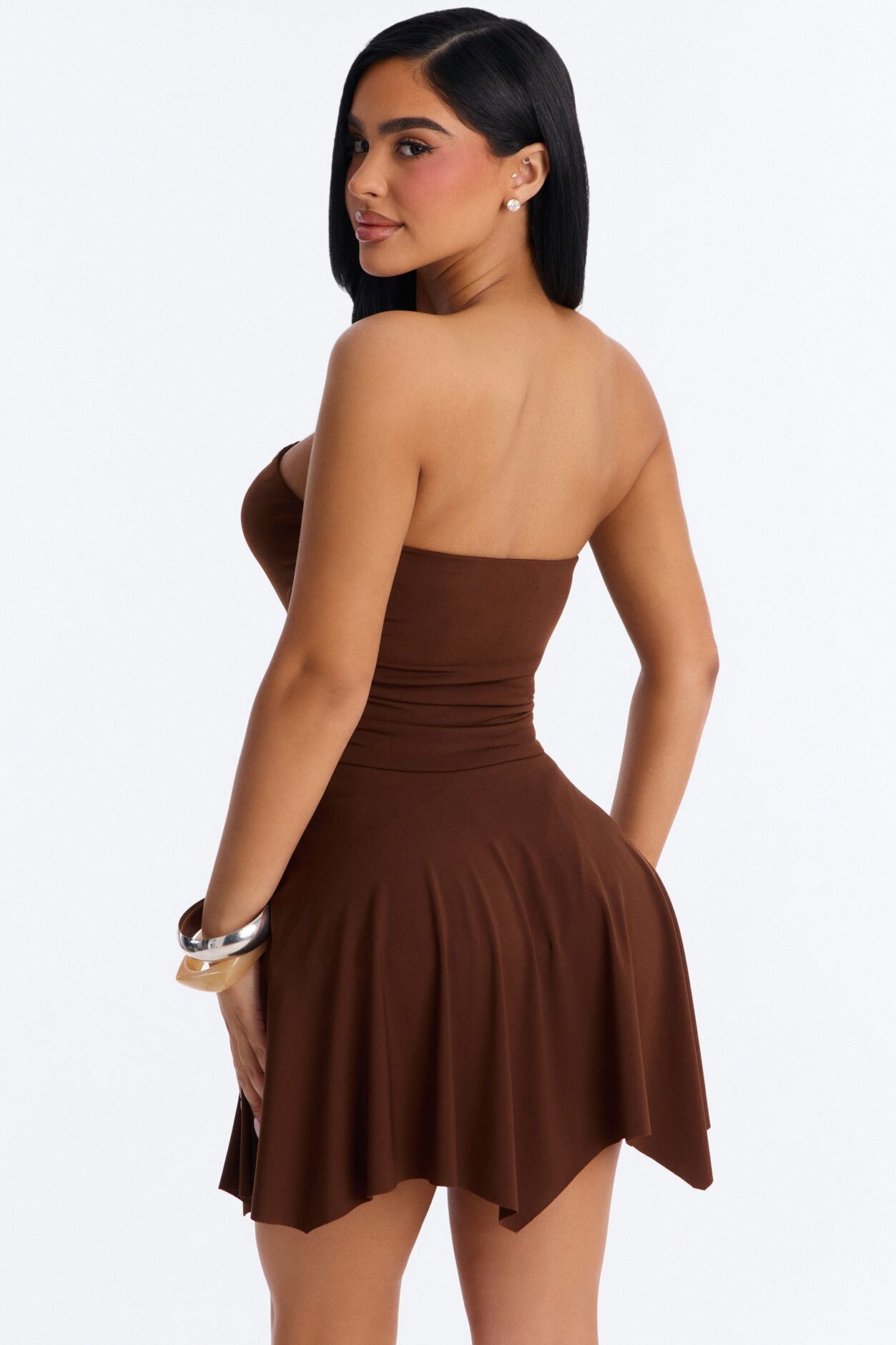 Mimi Strapless Micro Mini Dress - Chocolate