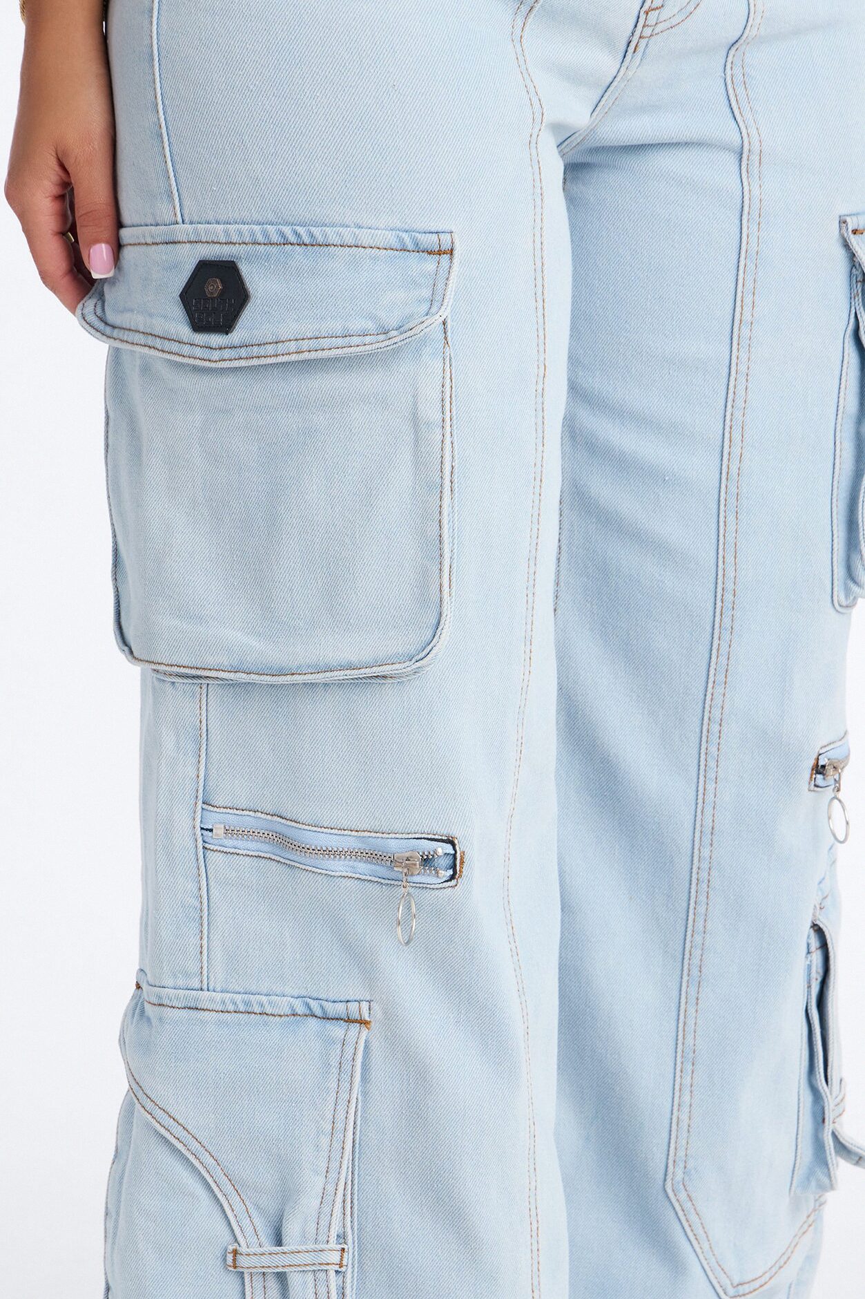 Southpole Cargo Baggy Jeans - Light Wash