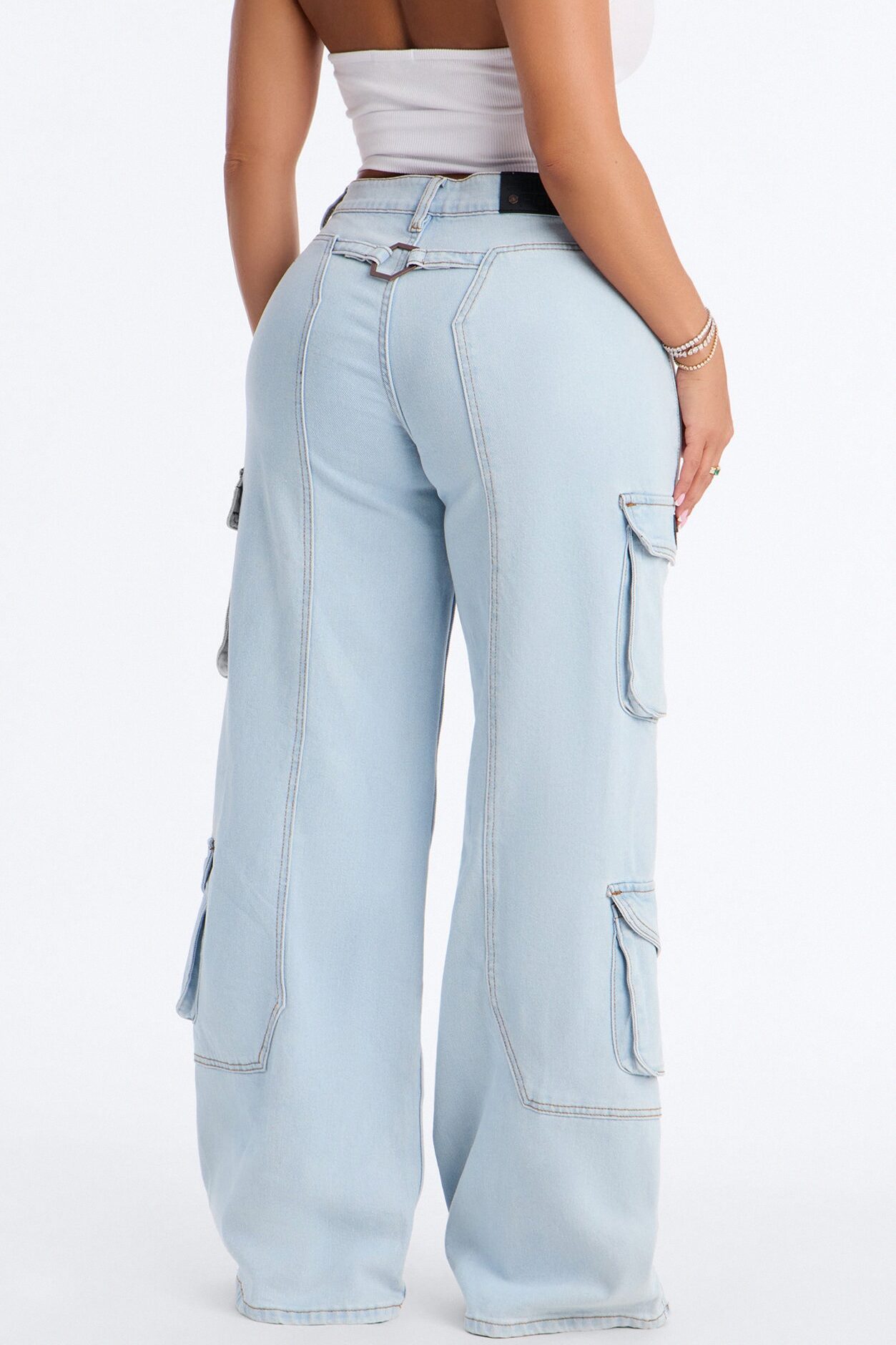 Southpole Cargo Baggy Jeans - Light Wash