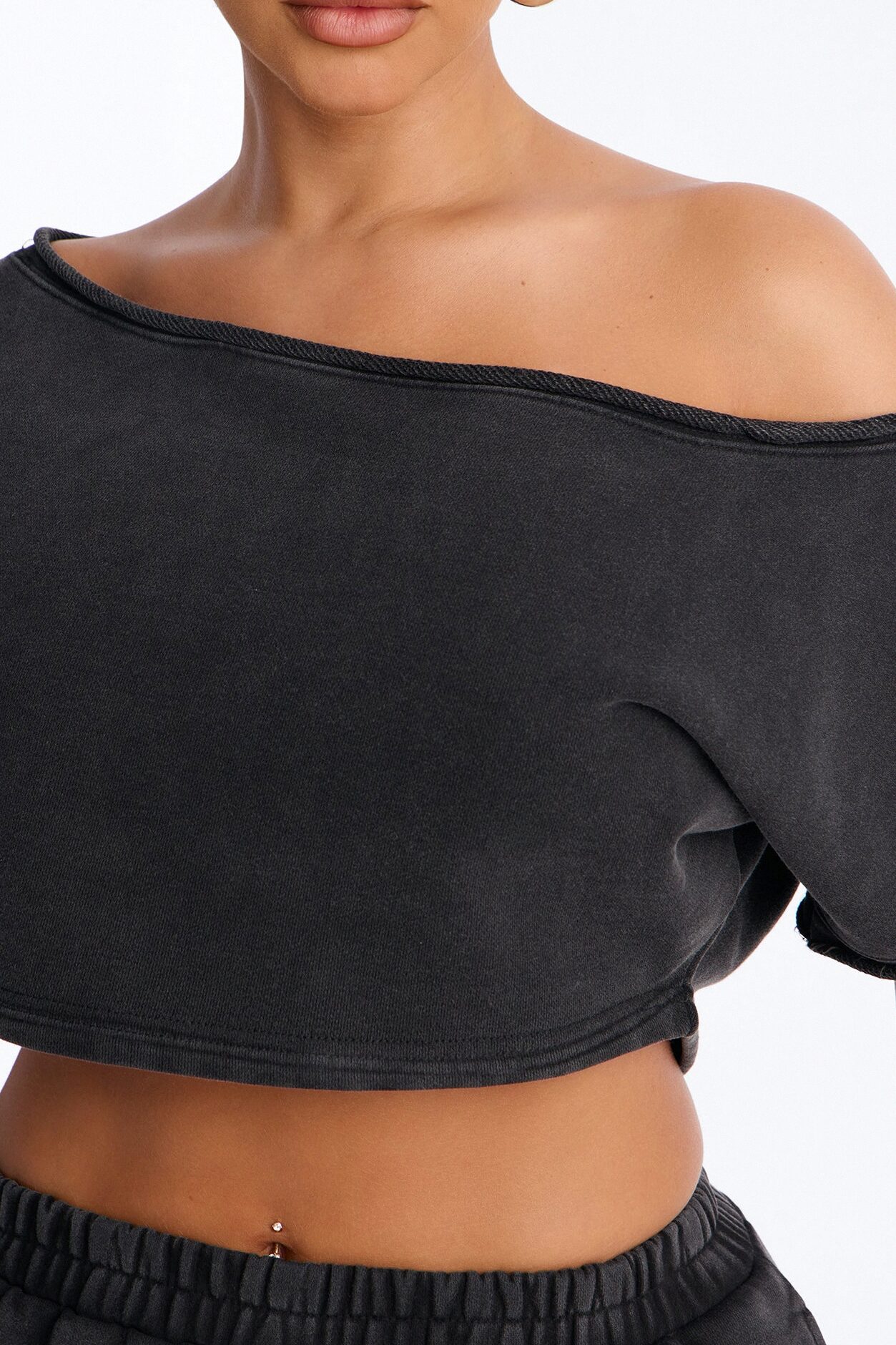 Shia Off Shoulder Short Set - Charcoal