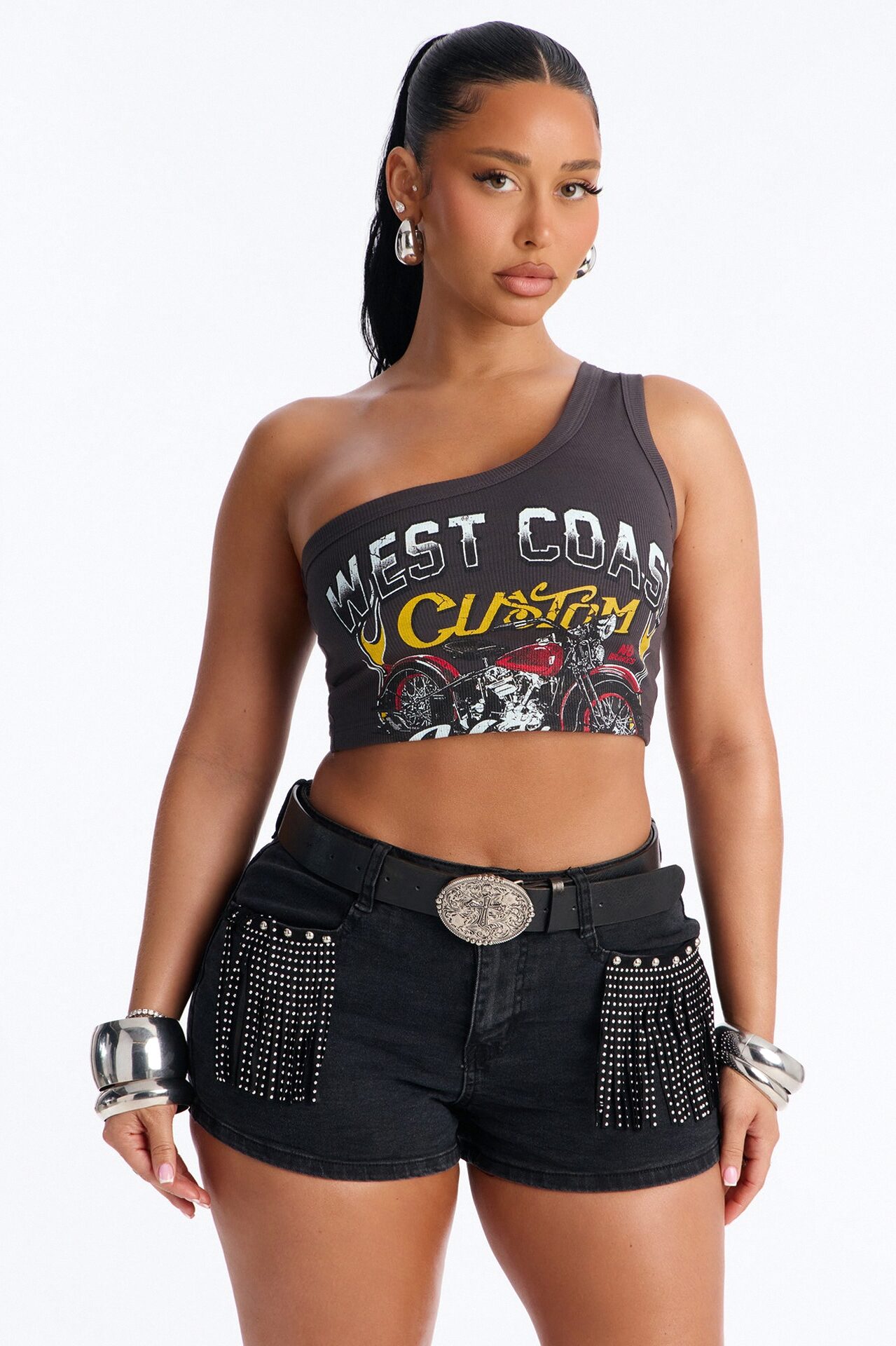 West Coast Riders One Shoulder Tank Top - Grey
