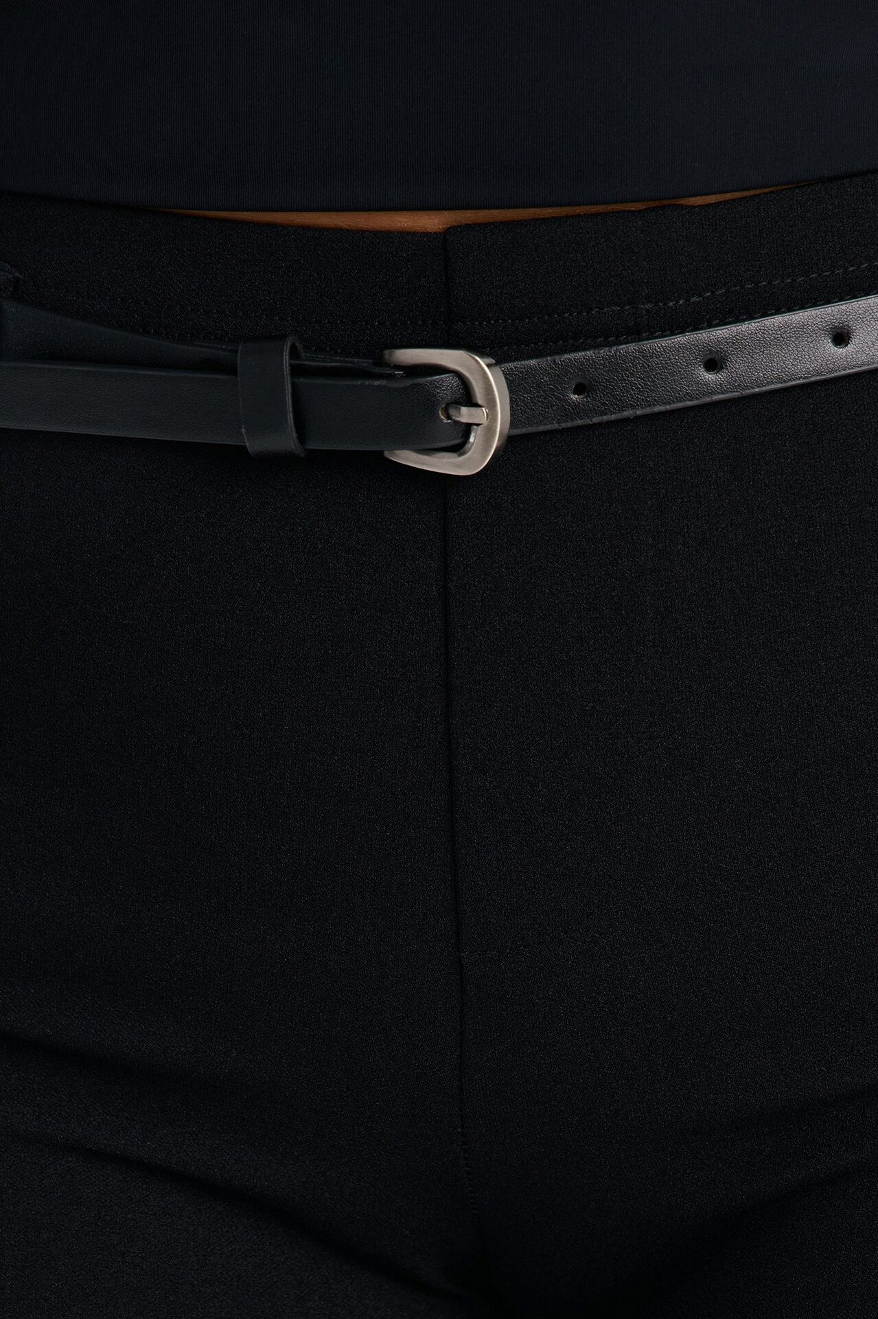 Mila Belted Split Hem Capri - Black