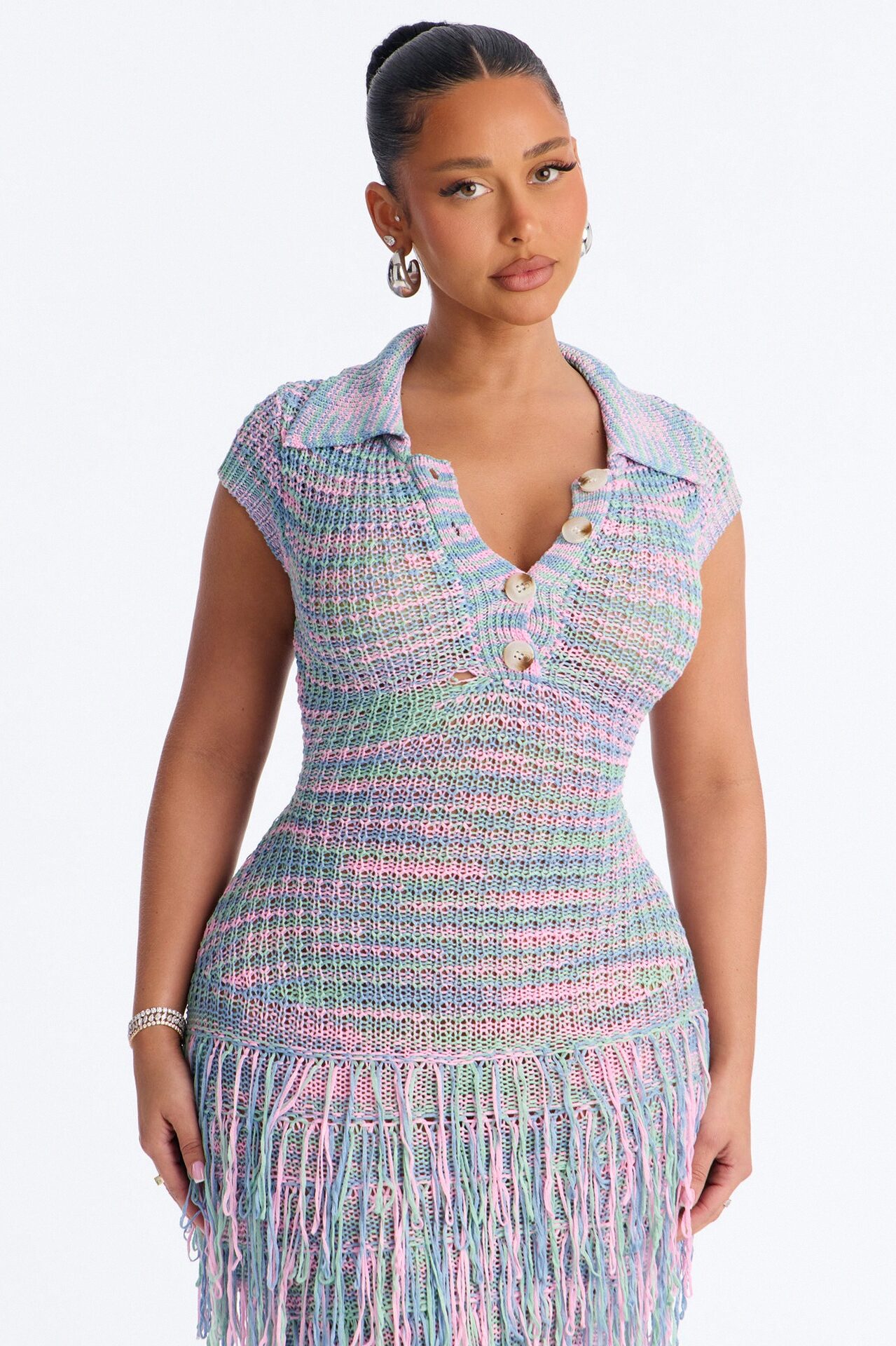 Catalina Marled Crochet Maxi Dress - Sage/combo