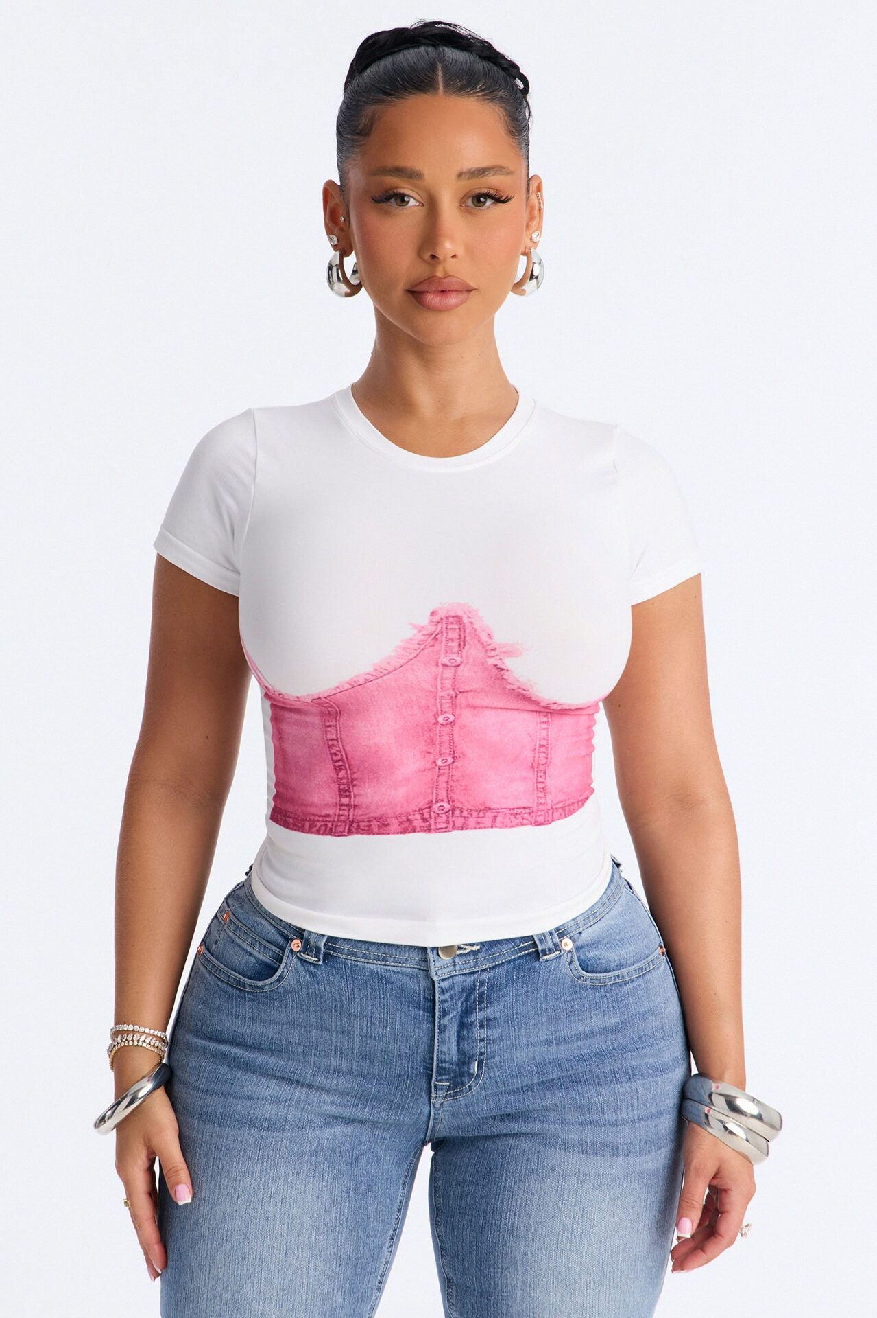 Chic Corset Seamless Baby Tee - White