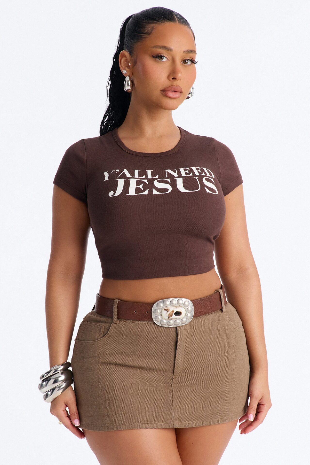 Y'all Need Jesus Baby Tee - Chocolate