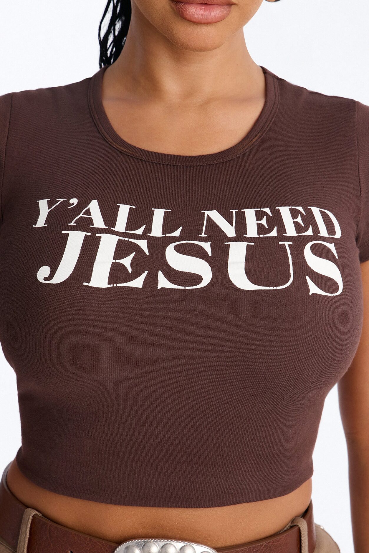 Y'all Need Jesus Baby Tee - Chocolate
