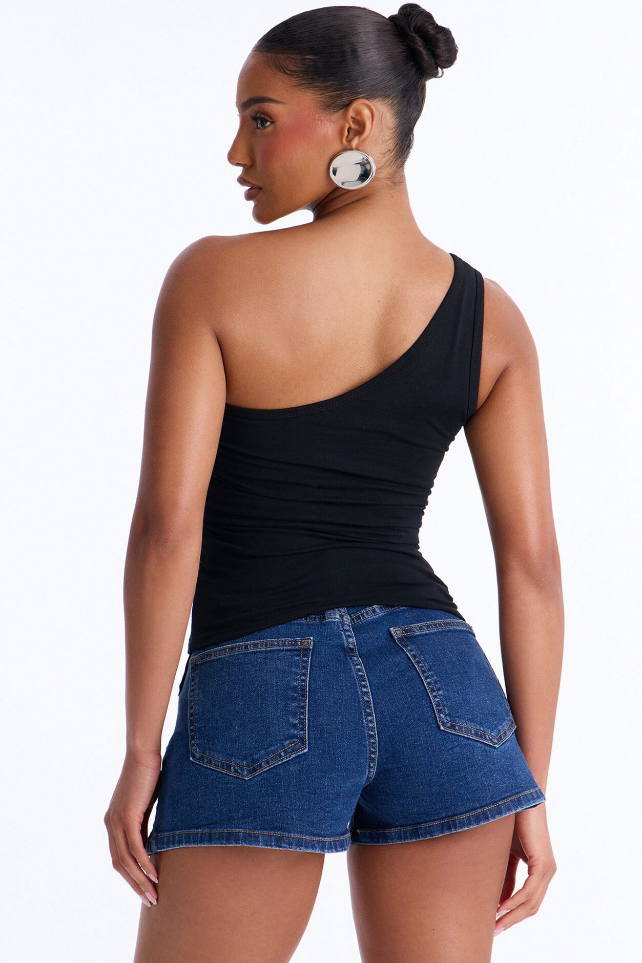 Von Dutch Rocker One Shoulder Tank With Studs - Black