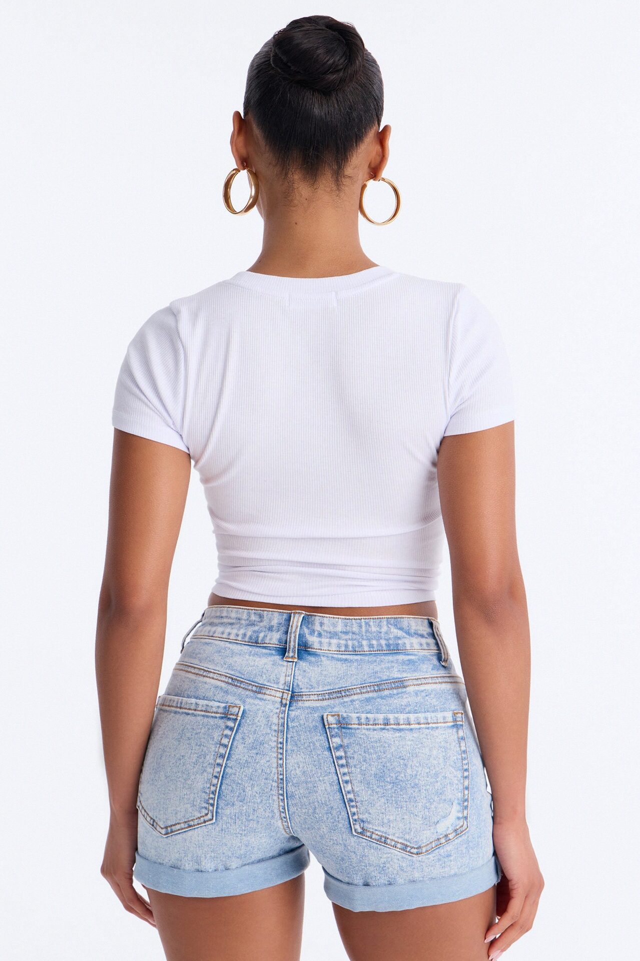Cotton Rib Crew Neck Baby Tee - White