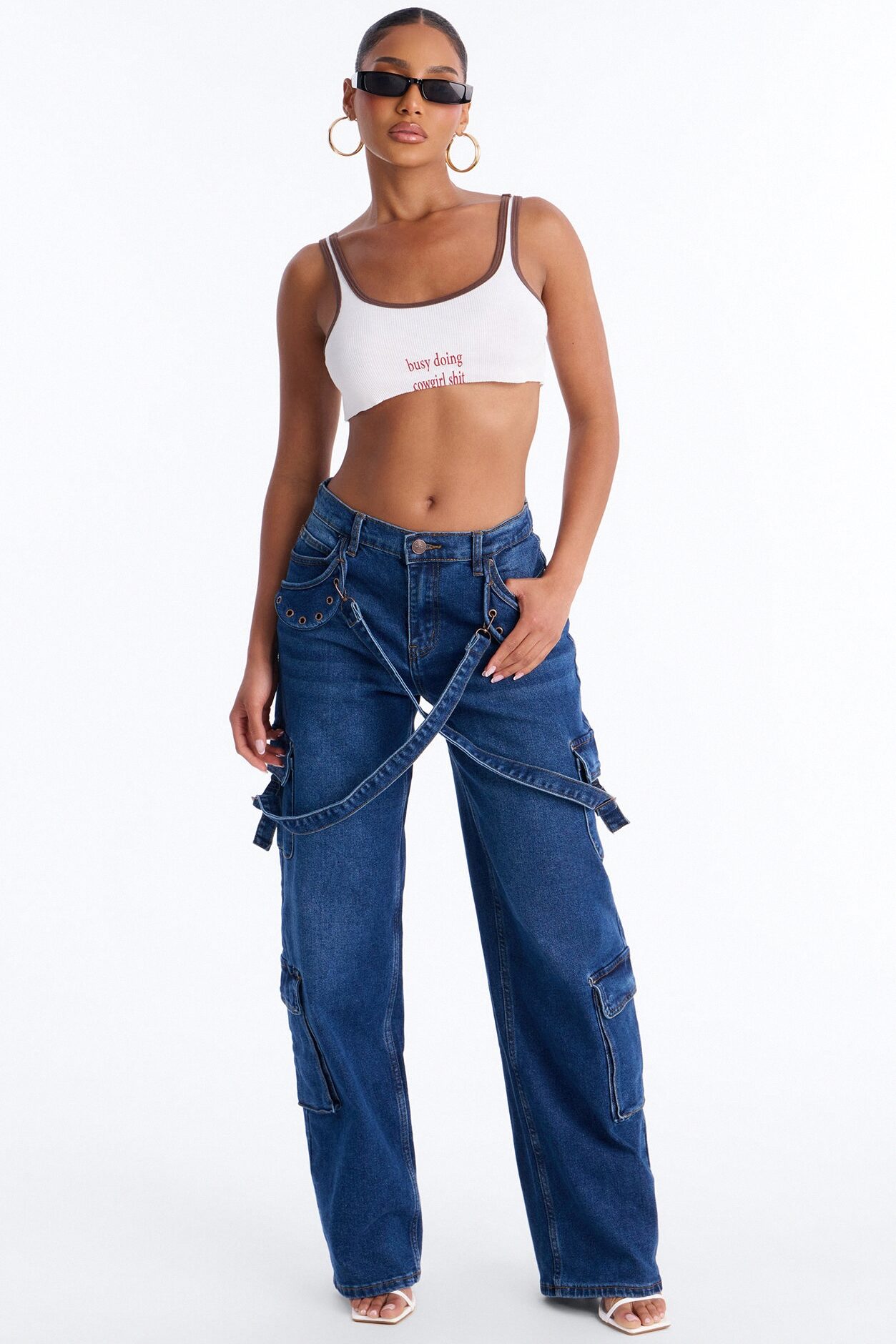 Southpole Loose Cargo Jeans - Dark Wash
