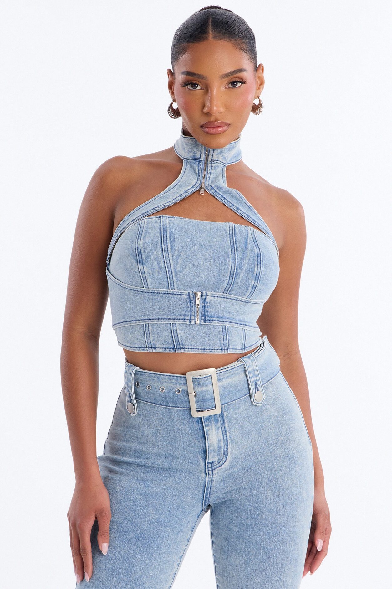 Let Me Adore You Capri Set - Light Wash