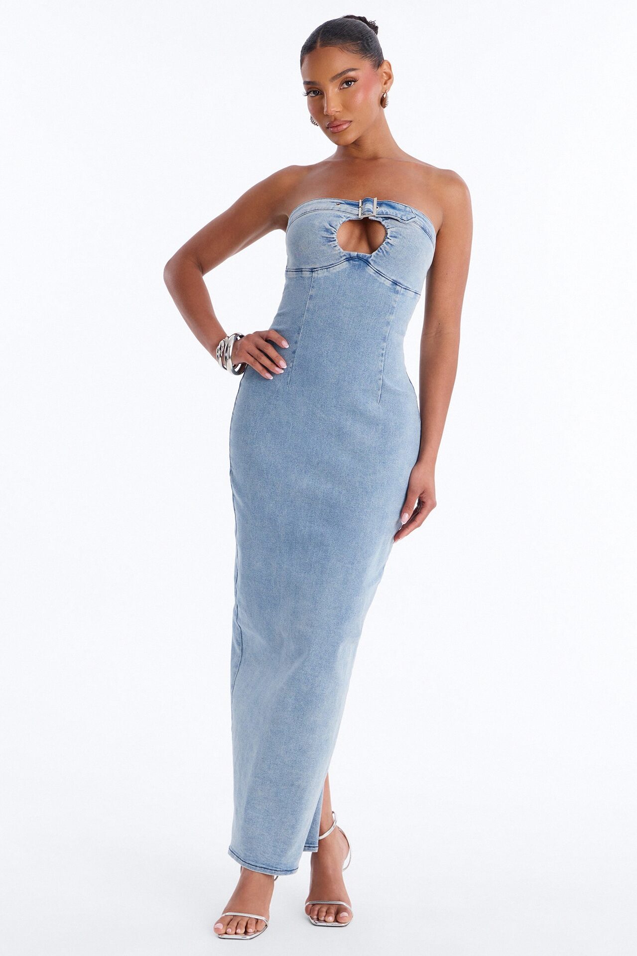 Y2K Muse Denim Maxi Dress - Denim