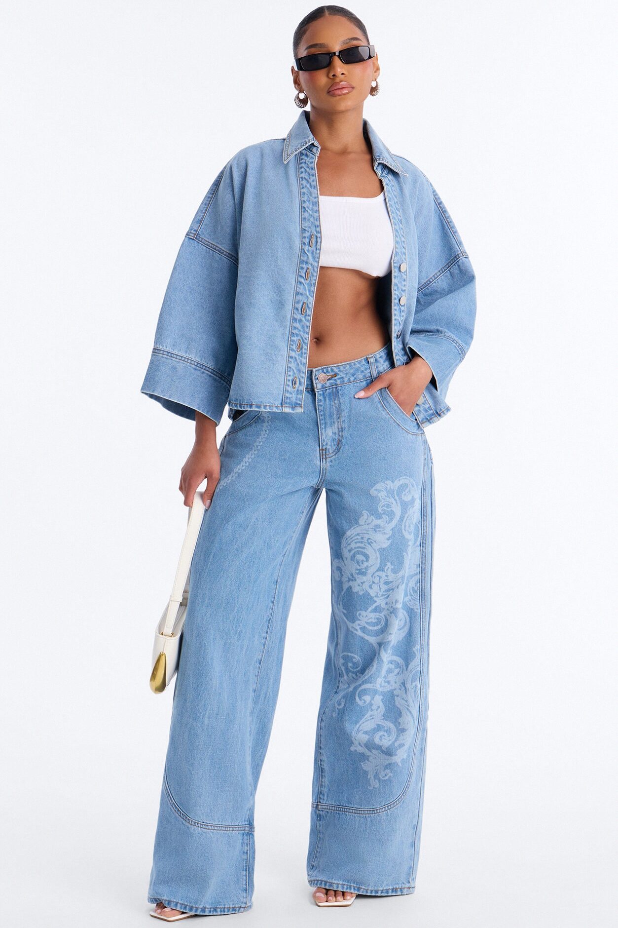 Fit Secured Oversized Denim Shirt - Light Wash