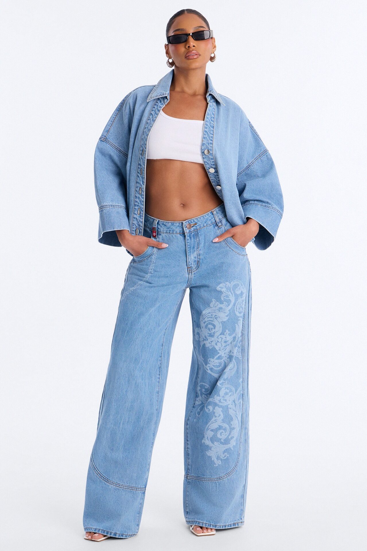 Southpole Printed Cargo Jeans - Light Wash
