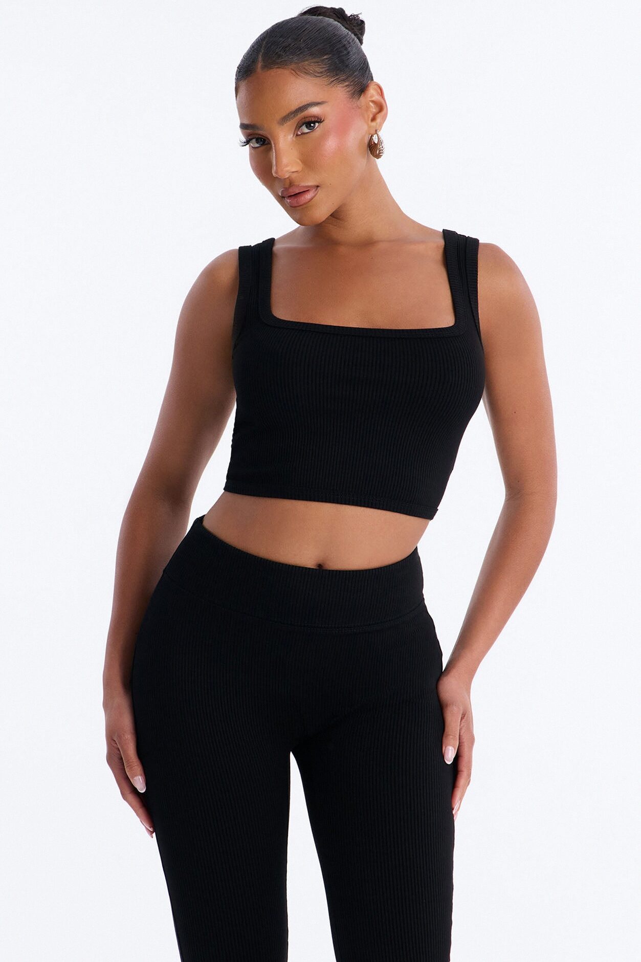 Milana Snatched Capri Pant Set - Black