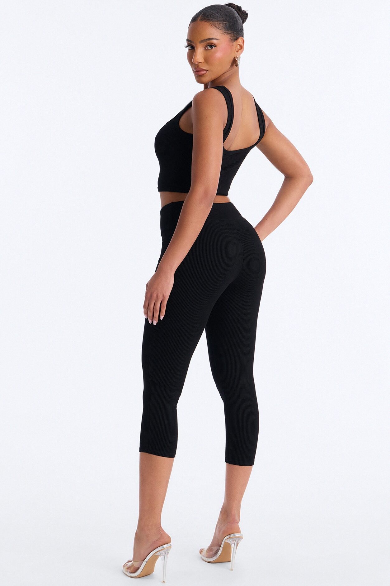 Milana Snatched Capri Pant Set - Black