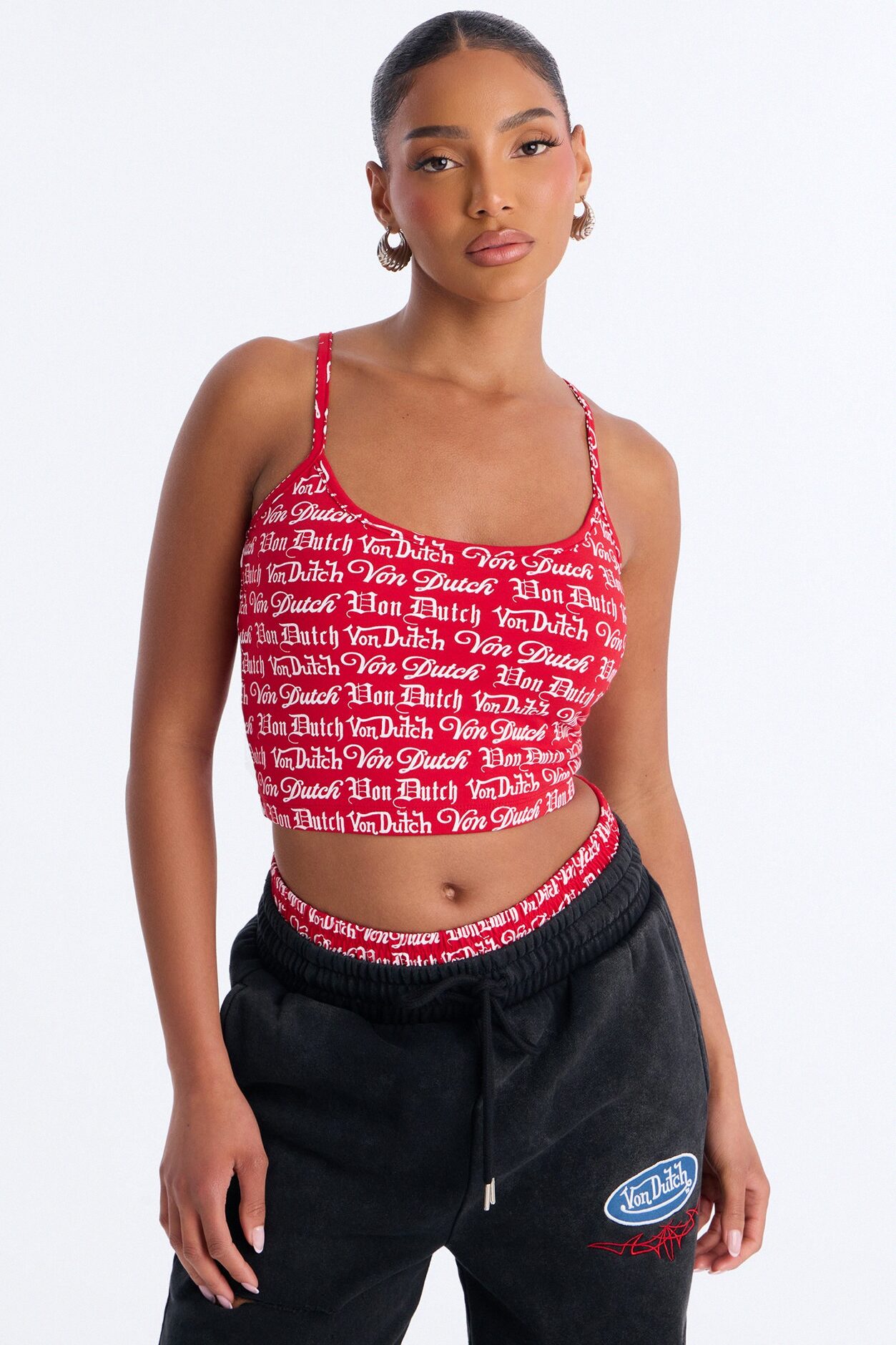 Von Dutch All Over Logo Micro Tank - Red