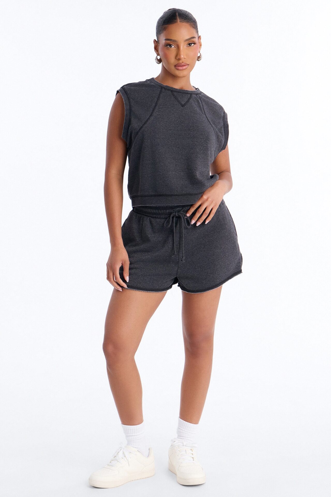 Bree Casual Sweatshort Set - Black
