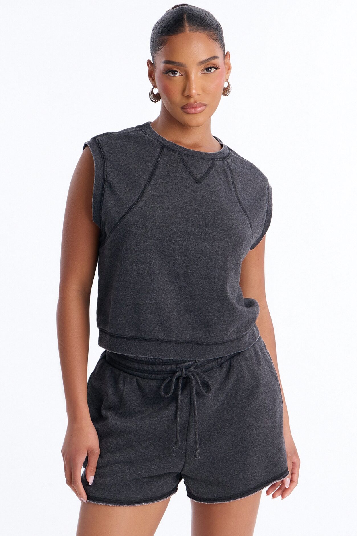 Bree Casual Sweatshort Set - Black