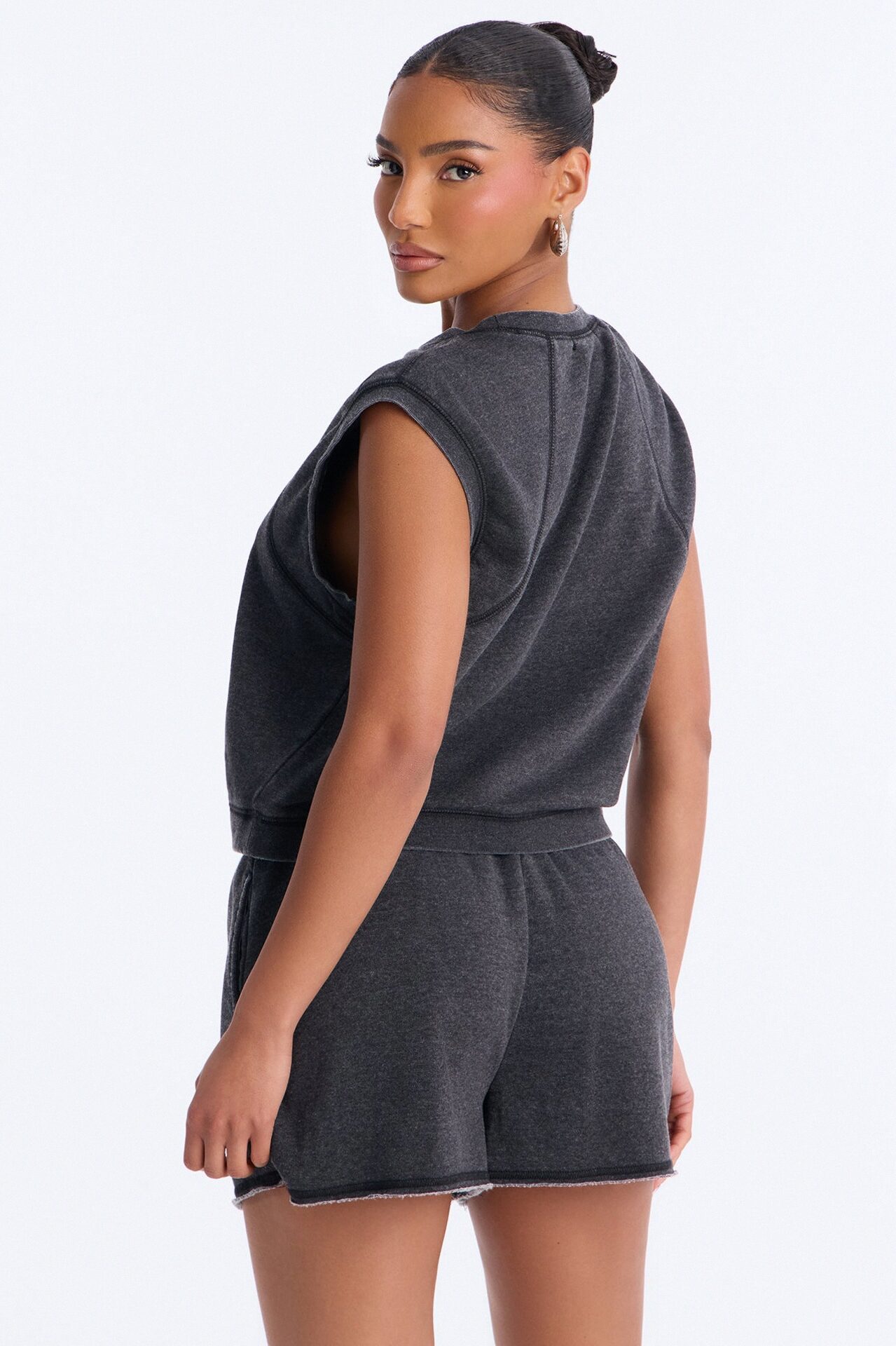 Bree Casual Sweatshort Set - Black