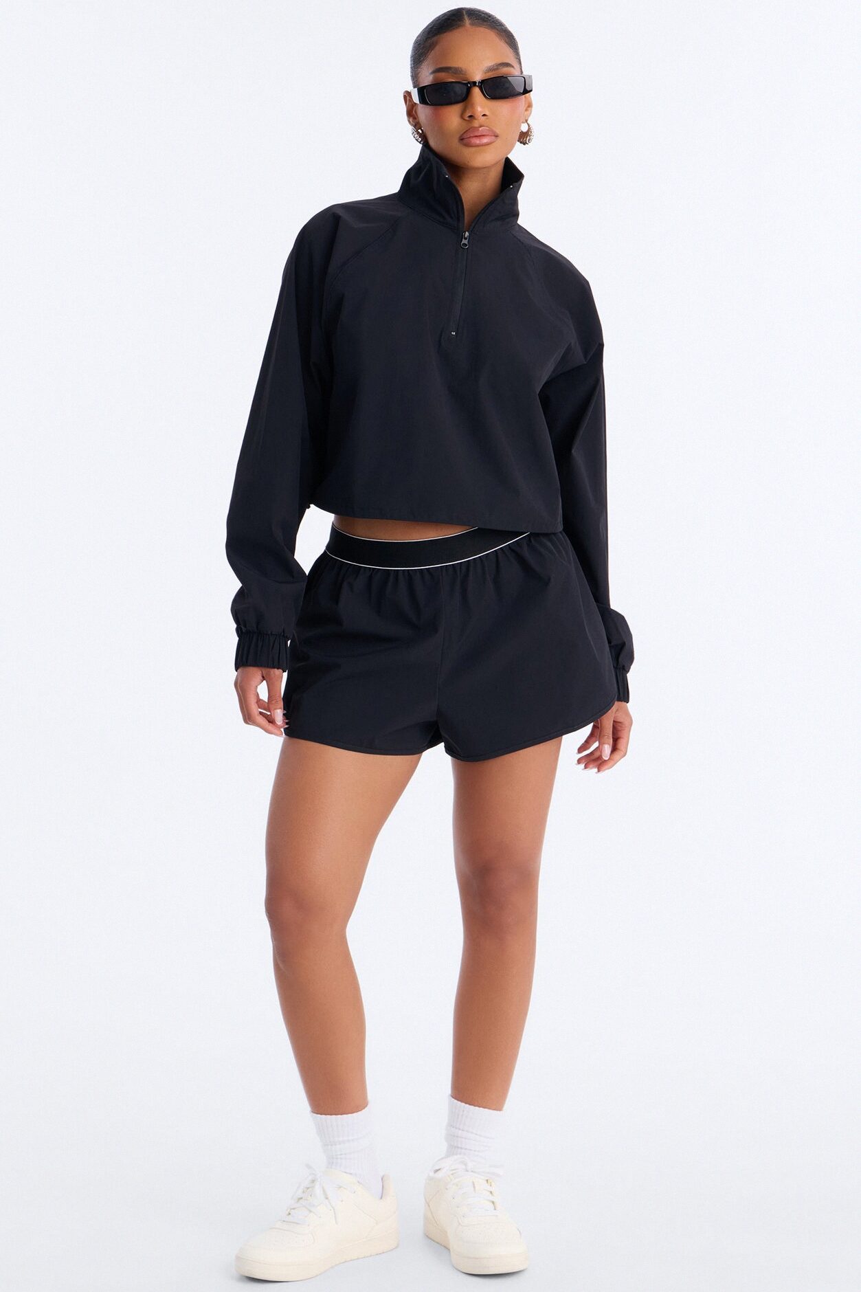 Alora Windbreaker Lounge Quarter Zip - Black