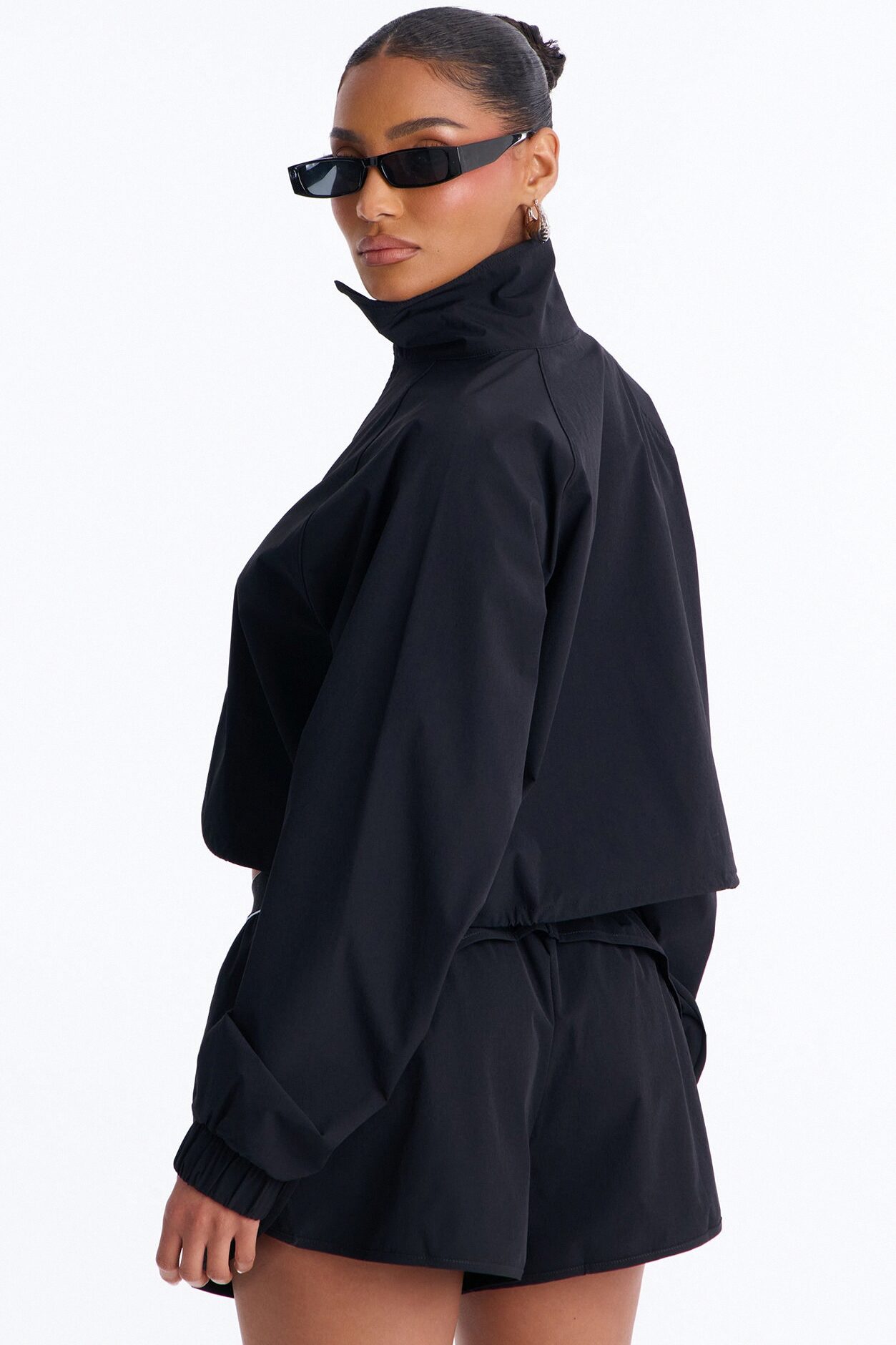 Alora Windbreaker Lounge Quarter Zip - Black