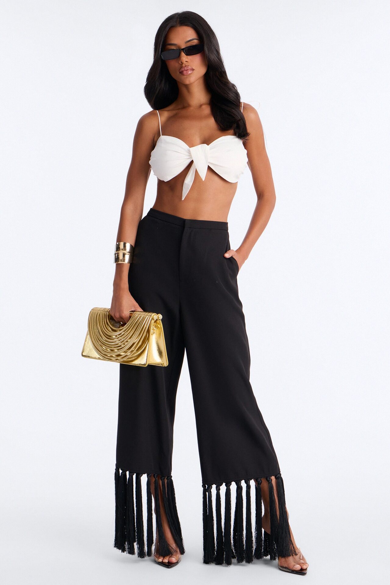 Beach Please Bow Poplin Bra Top - White