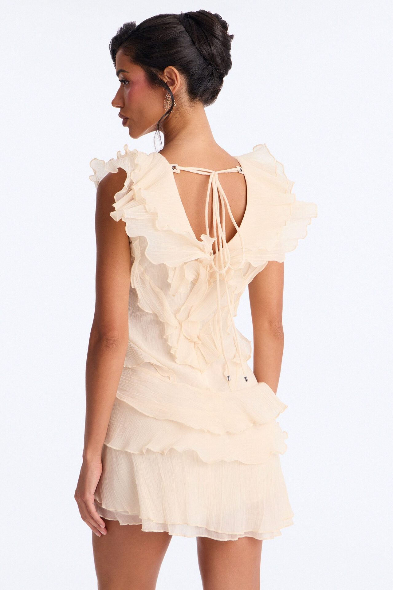 Sandra Ruffle Gauze Mini Dress - Ivory