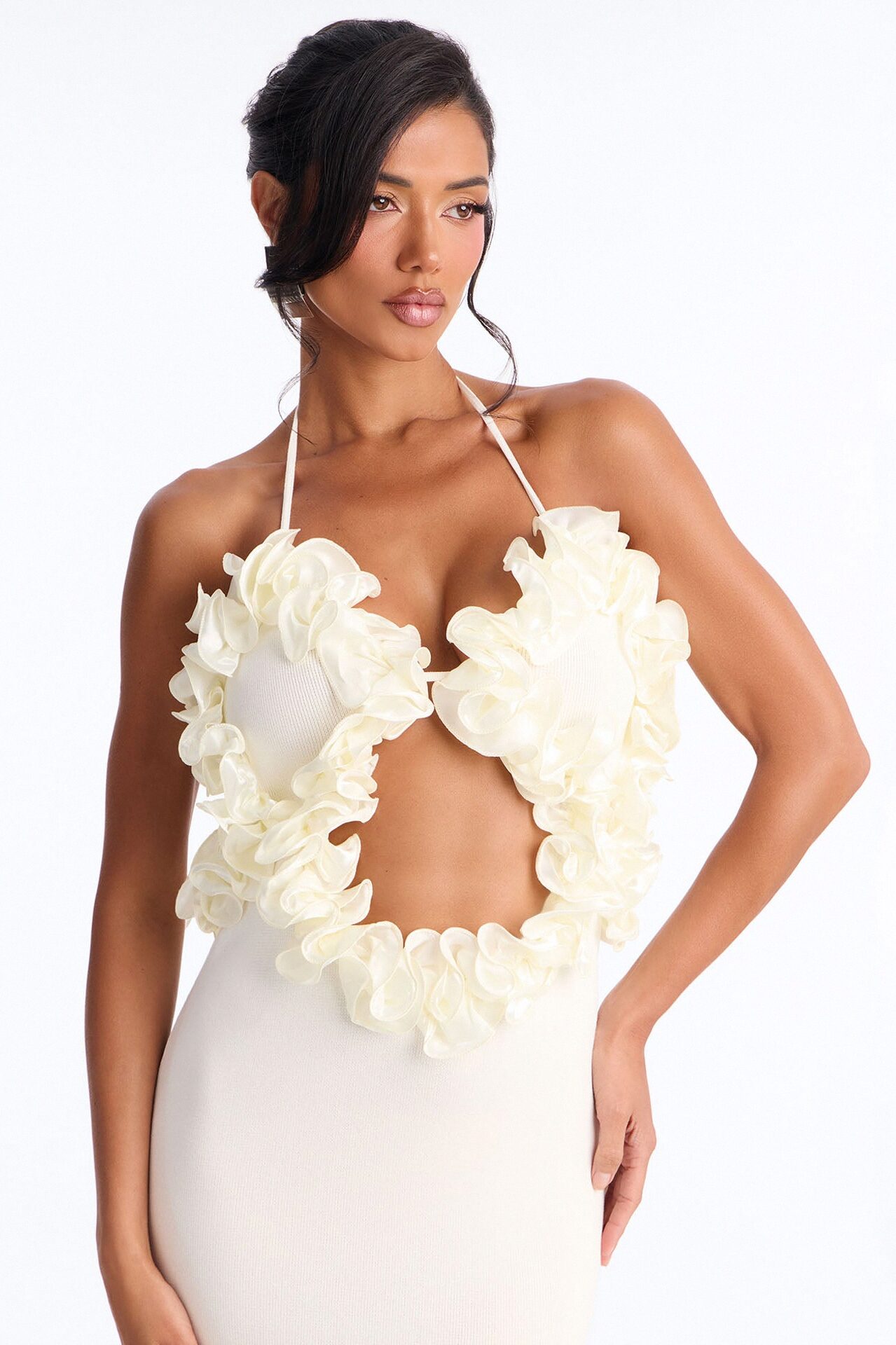 Runaway Ruffle Sweater Maxi Dress - Cream