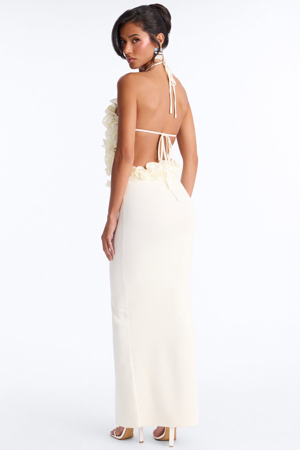 Runaway Ruffle Sweater Maxi Dress - Cream
