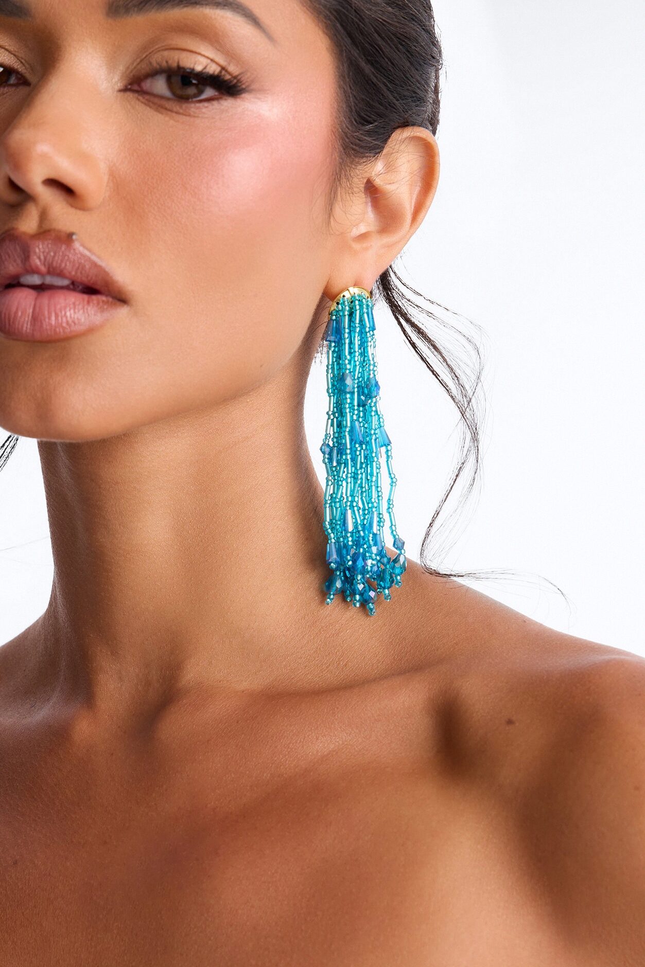 Beach Blossom Drop Earrings - Blue