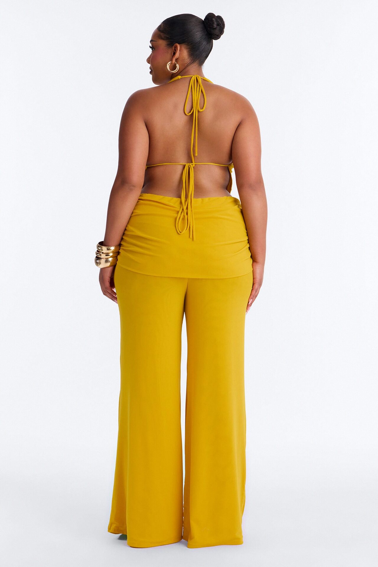 Rayna Halter Mesh Pant Set - Mustard