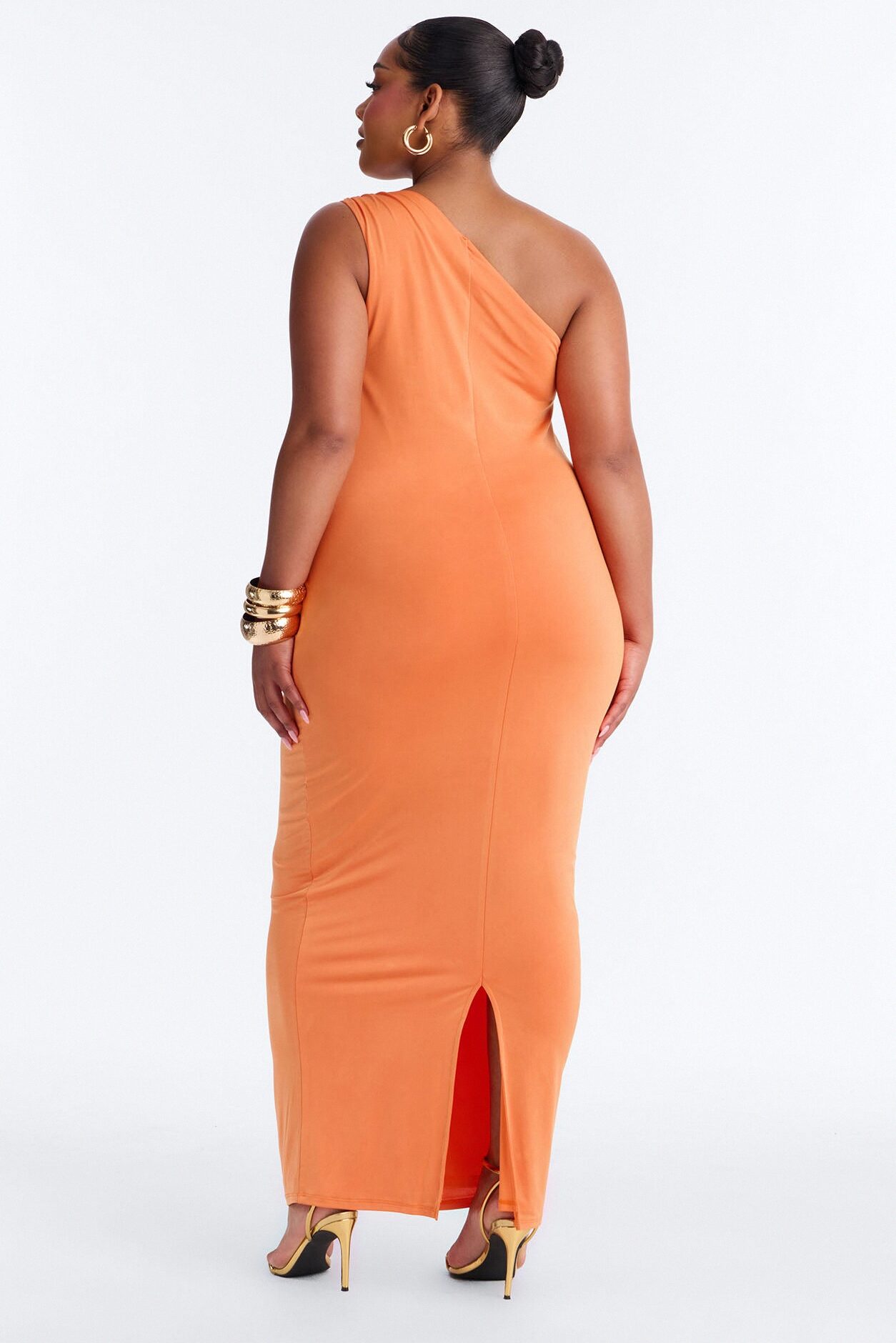 Citrus Crush One Shoulder Maxi Dress - Orange