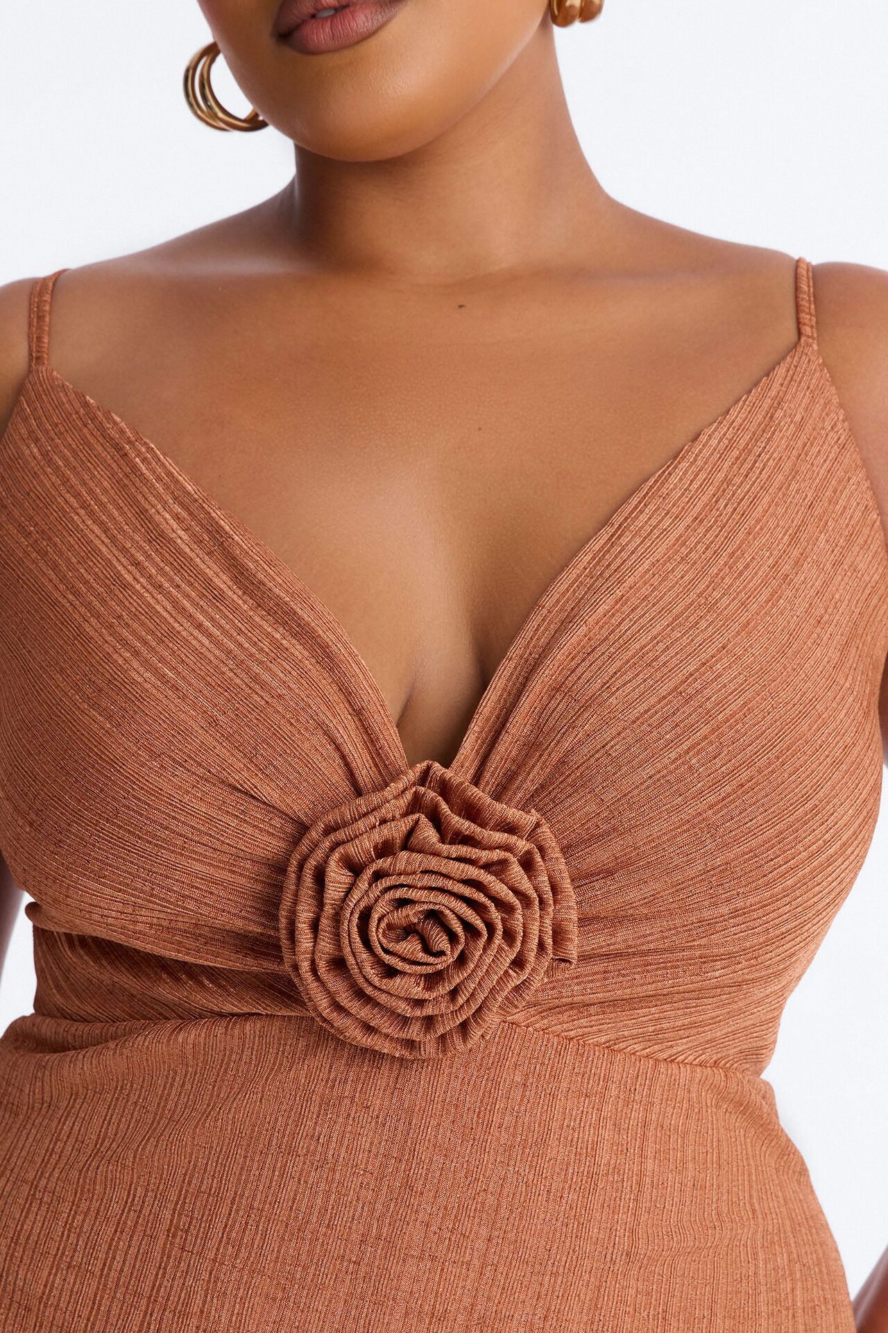 Fiona Draped Wide Leg Jumpsuit - Bronze