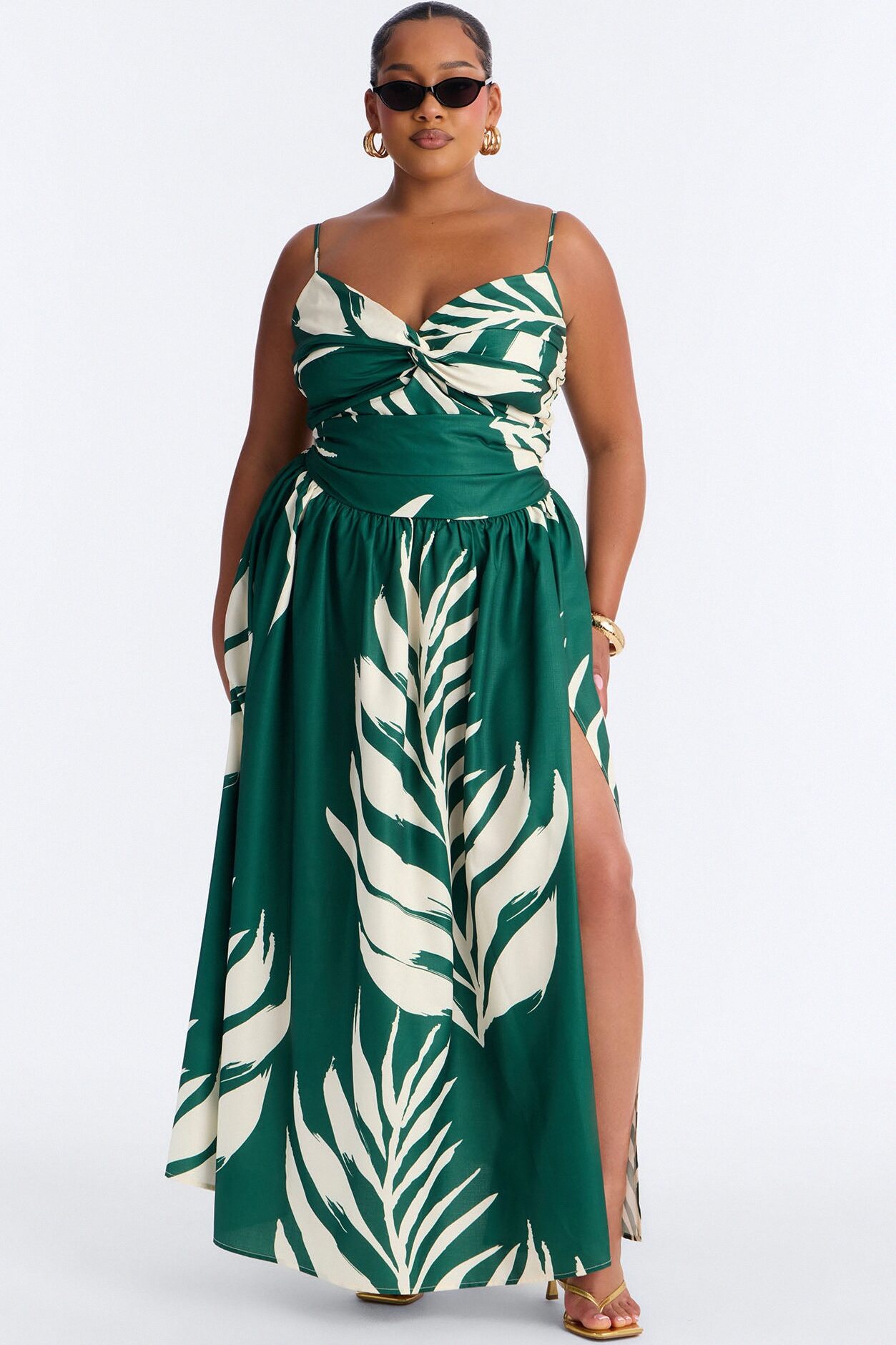 Fresh Breeze Linen Maxi Dress - Green/combo