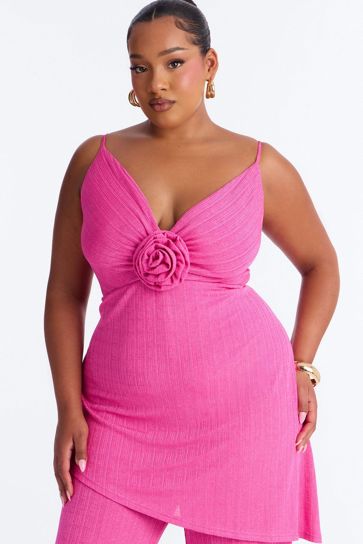 Fiona Draped Wide Leg Jumpsuit - Hot Pink