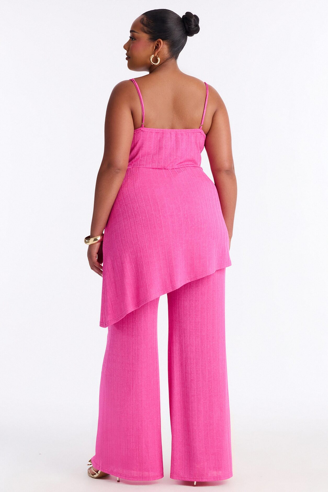 Fiona Draped Wide Leg Jumpsuit - Hot Pink