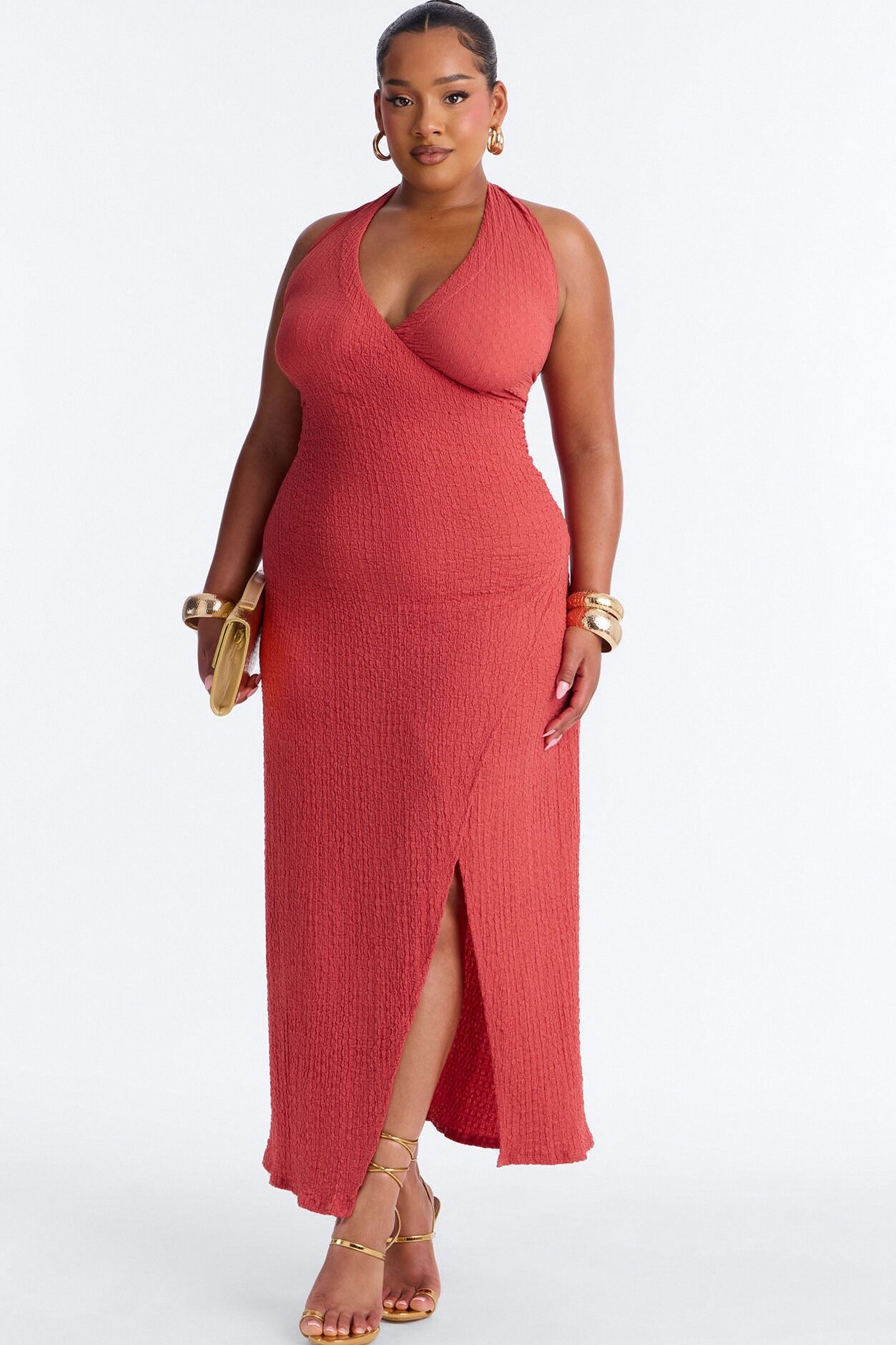 Alinna Halter Maxi Dress - Marsala