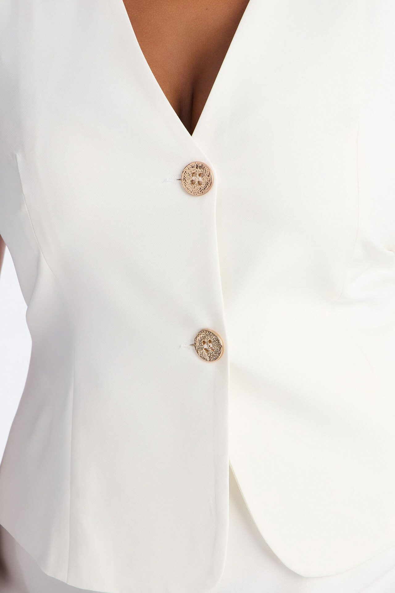 Charming Hour Vest Skirt Set - White
