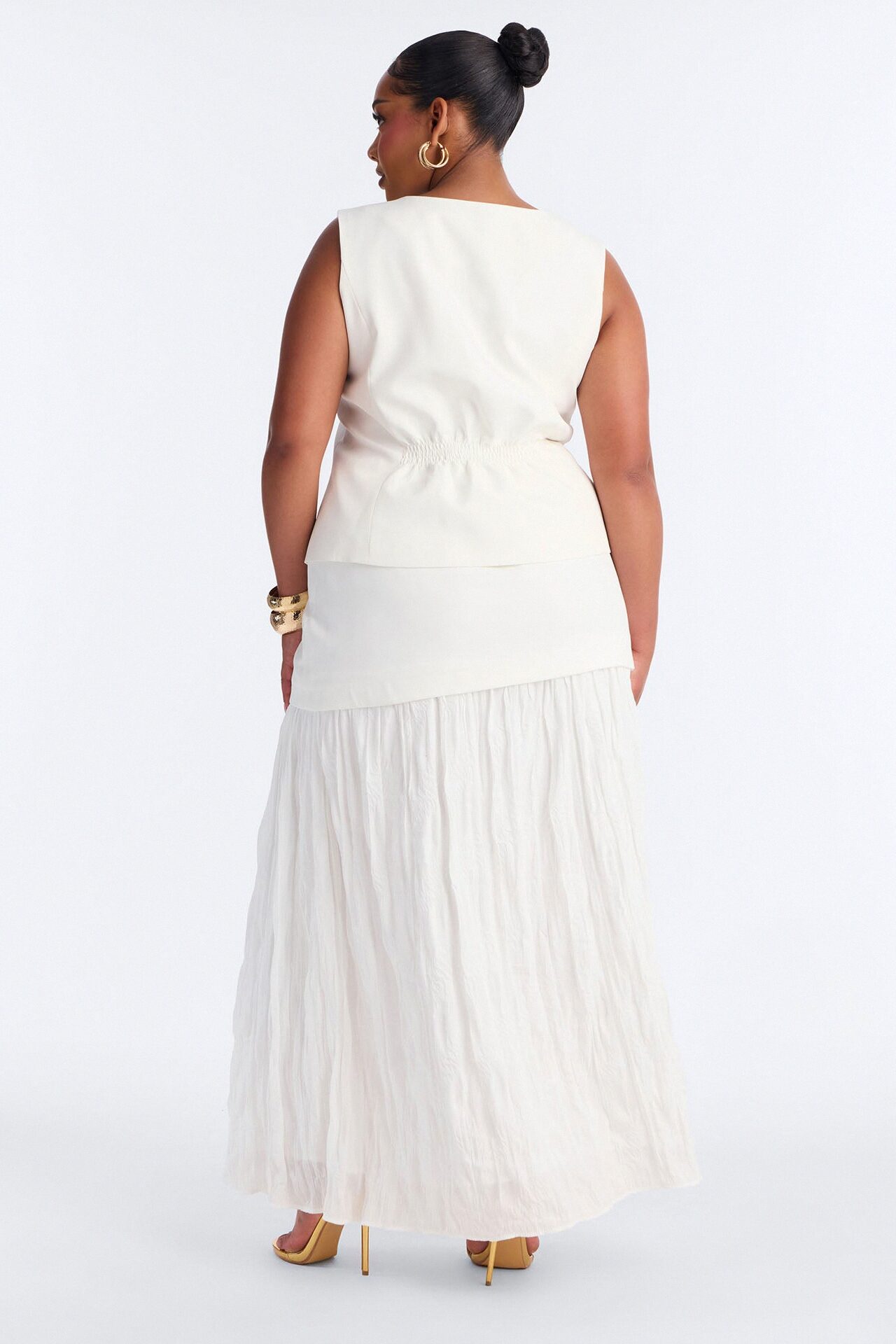 Charming Hour Vest Skirt Set - White