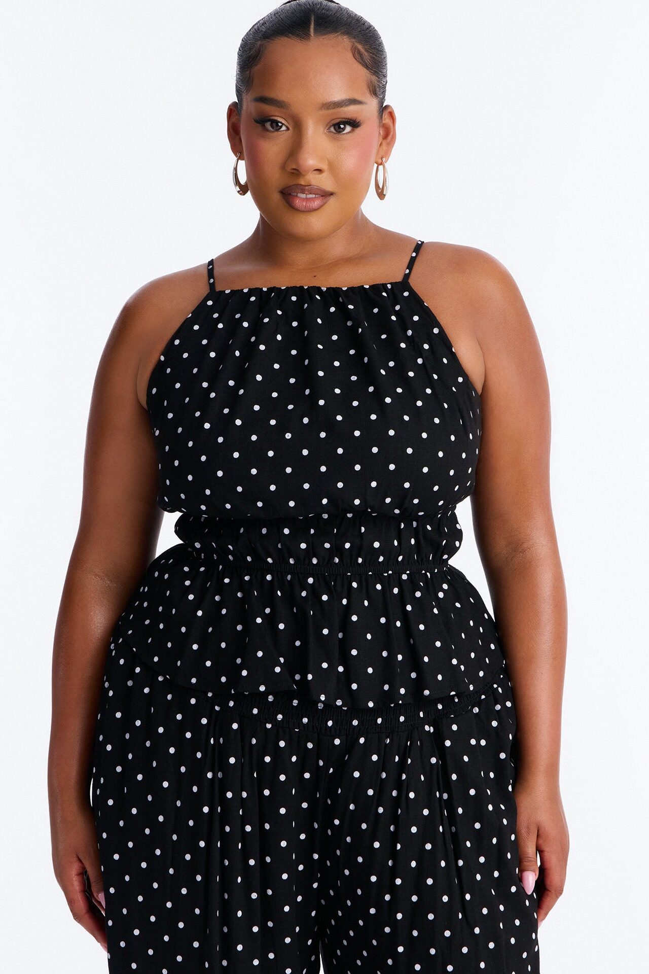 Riley Linen Polka Dot Pant Set - Black/White