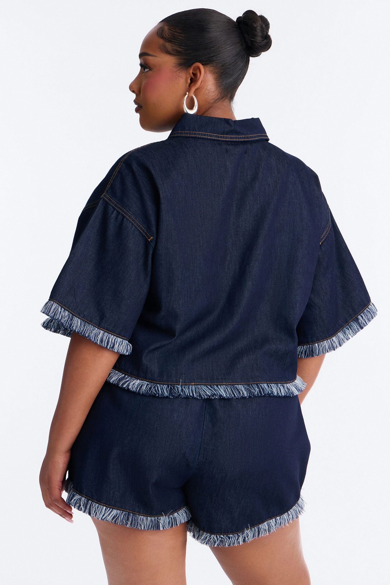 Farina Fringe Short Set - Dark Wash