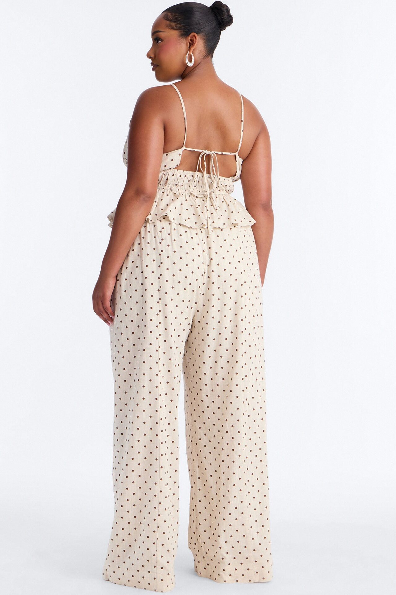 Riley Linen Polka Dot Pant Set - Oatmeal
