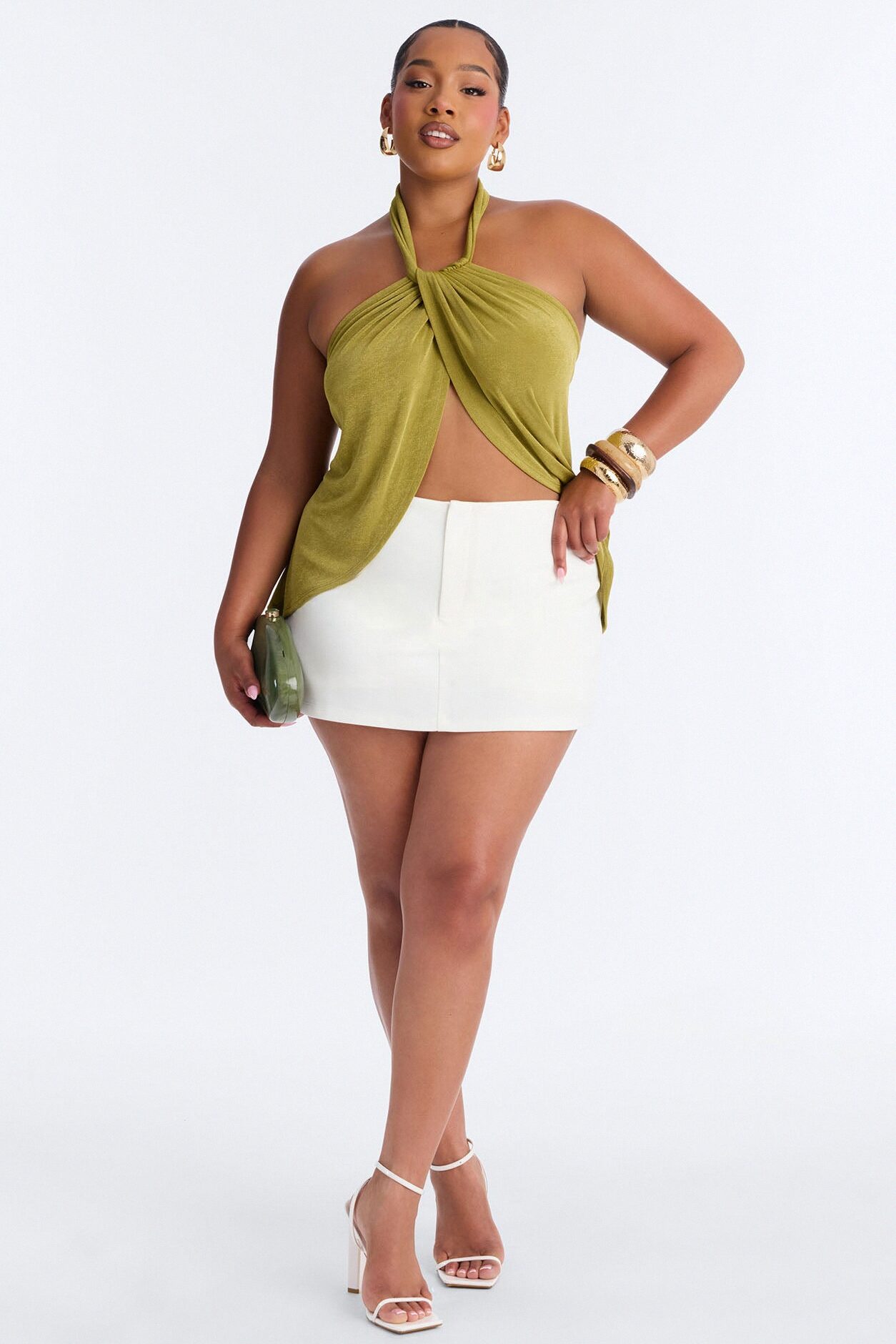 Out Of Office Crepe Micro Mini Skort - White