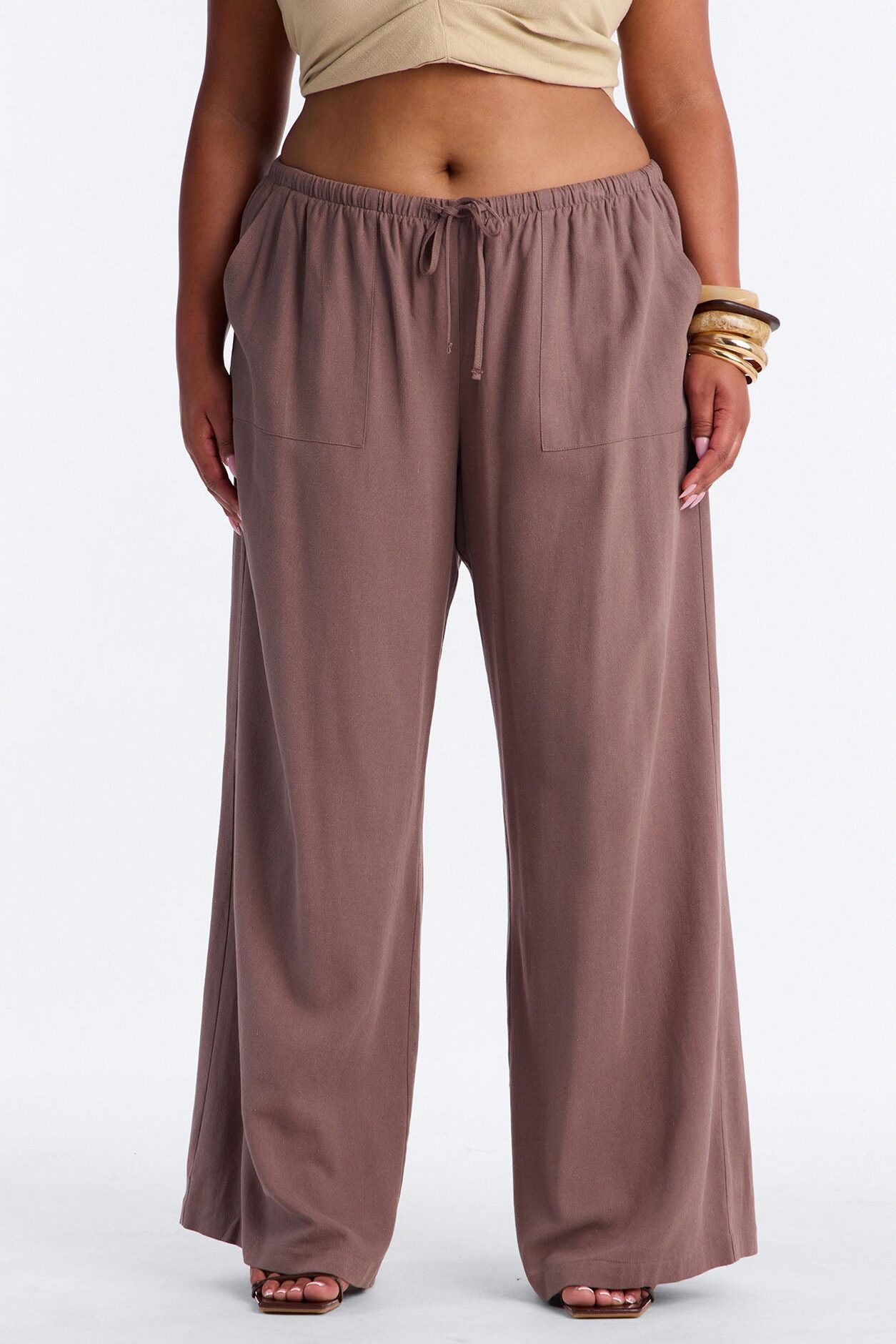 Seaside Soiree Wide Leg Linen Pant - Caffe