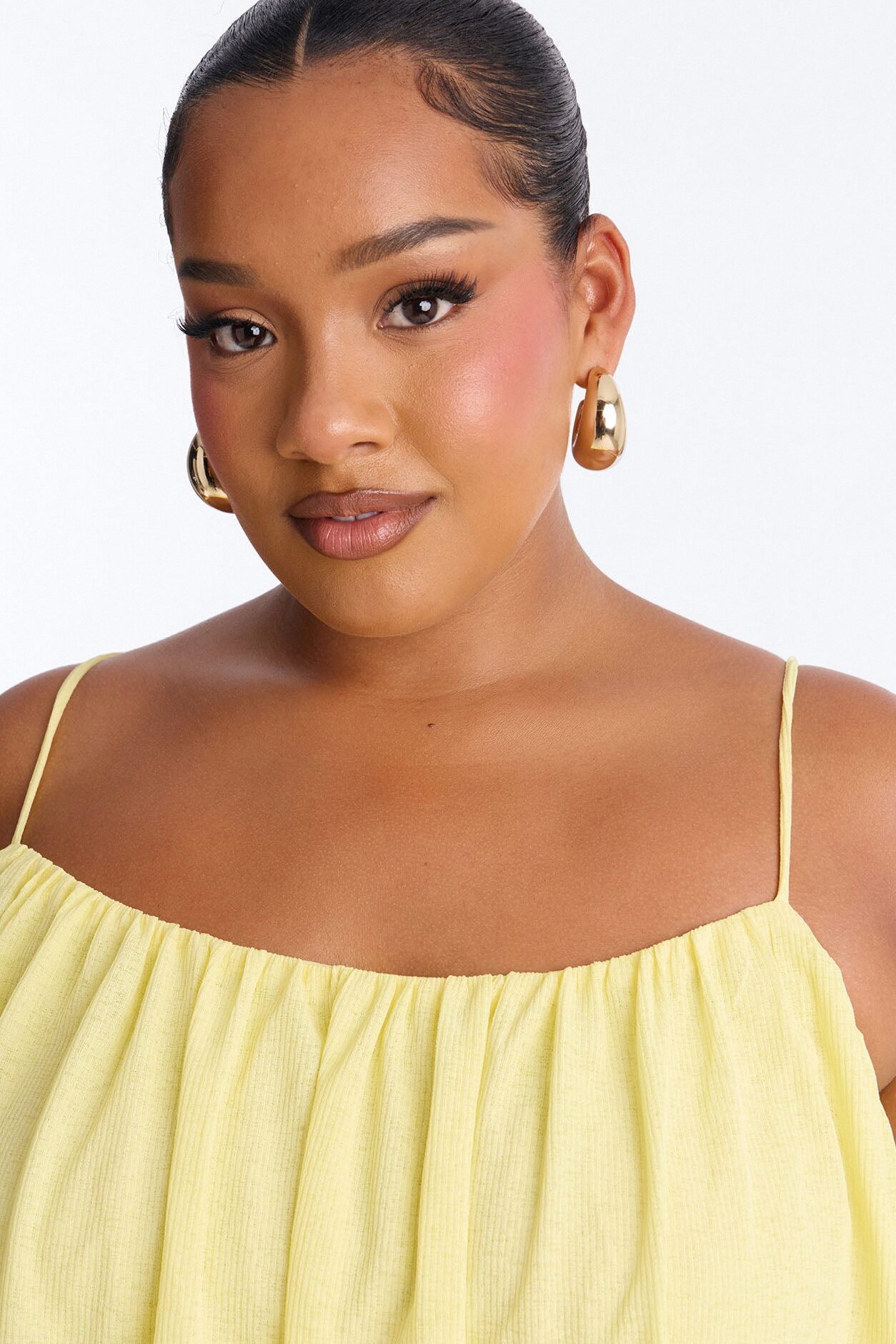 Luna Spaghetti Strap Textured Mini Dress - Yellow