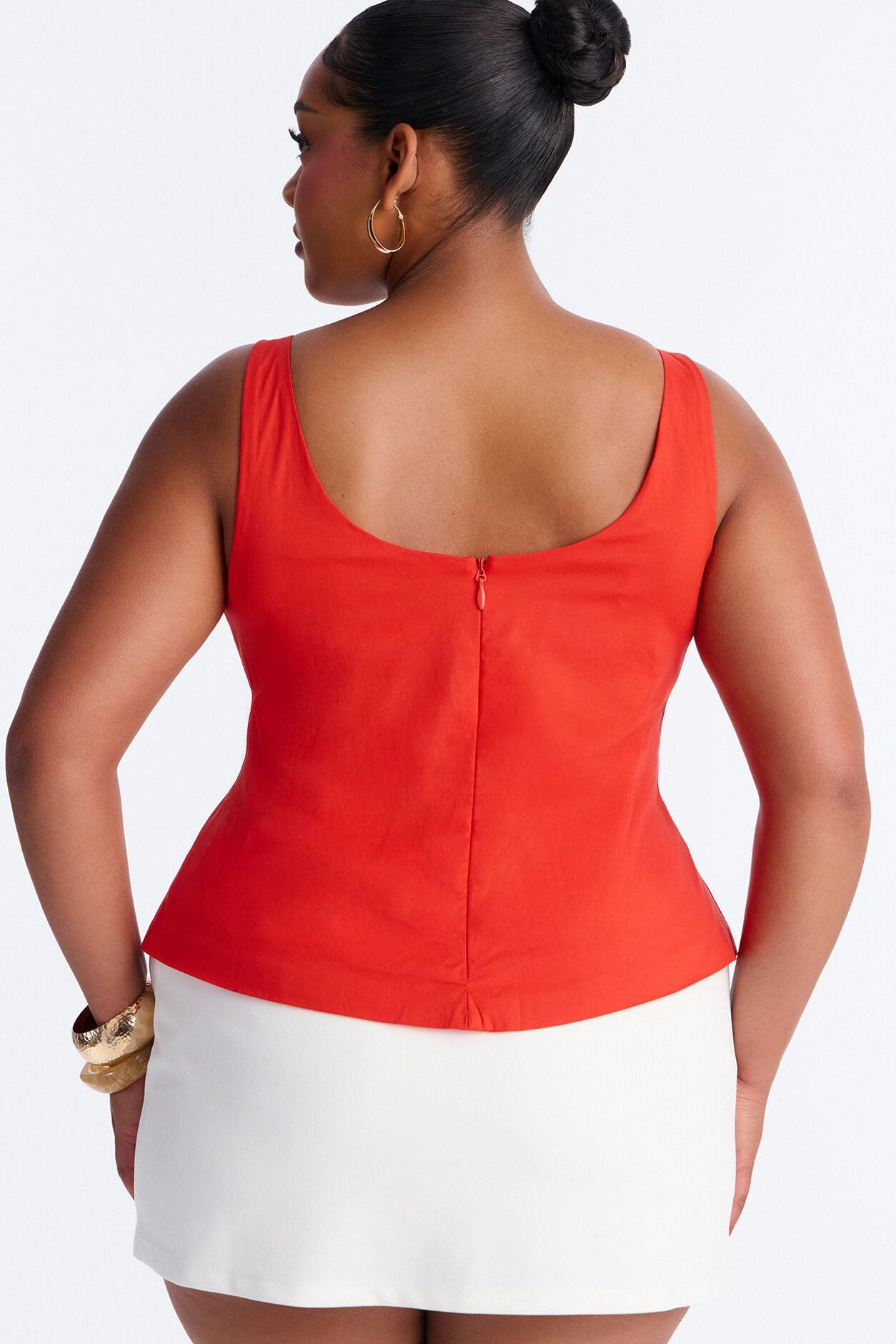 Sweetheart Peplum Babydoll Top - Orange