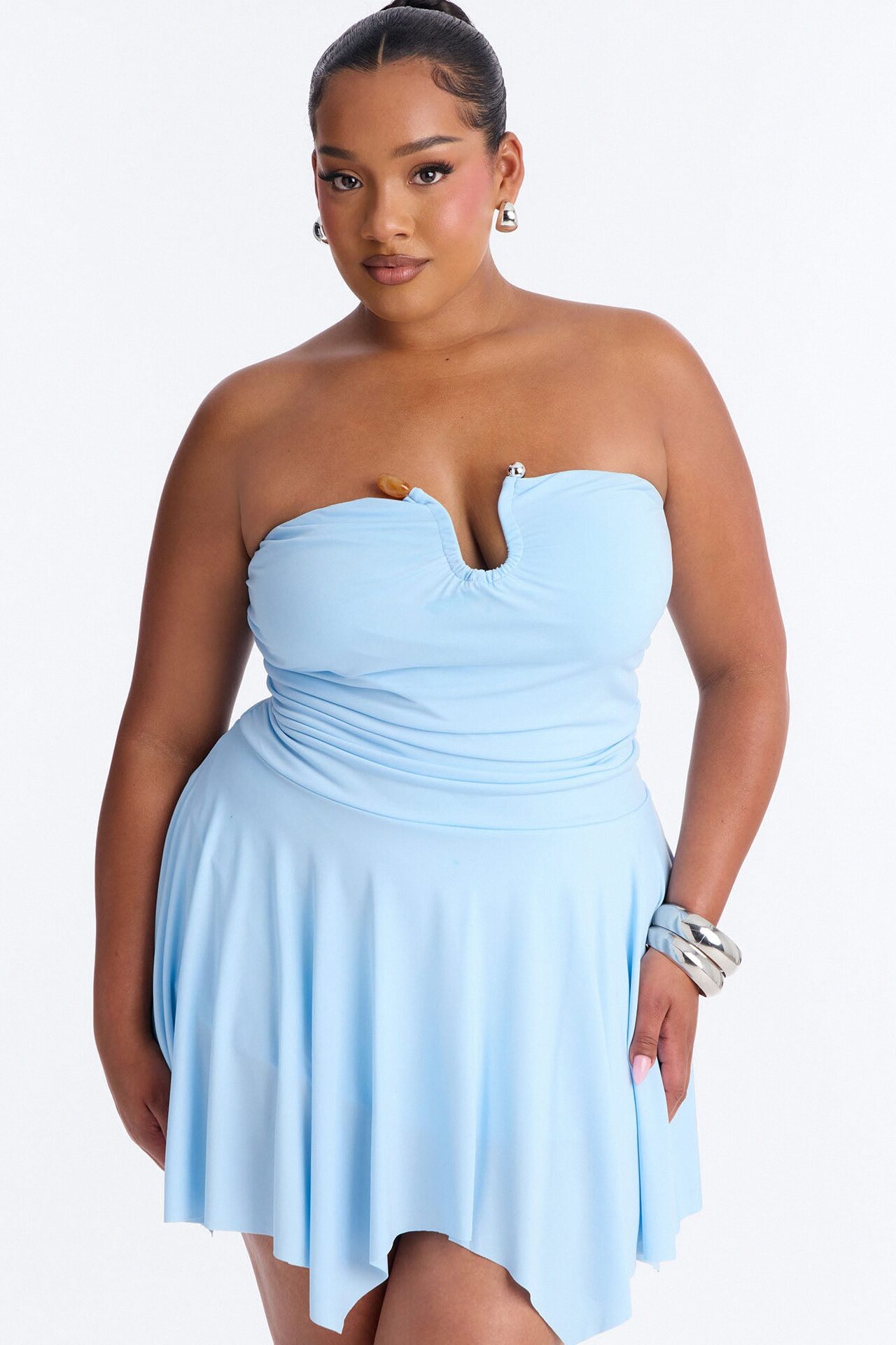 Mimi Strapless Micro Mini Dress - SkyBlue