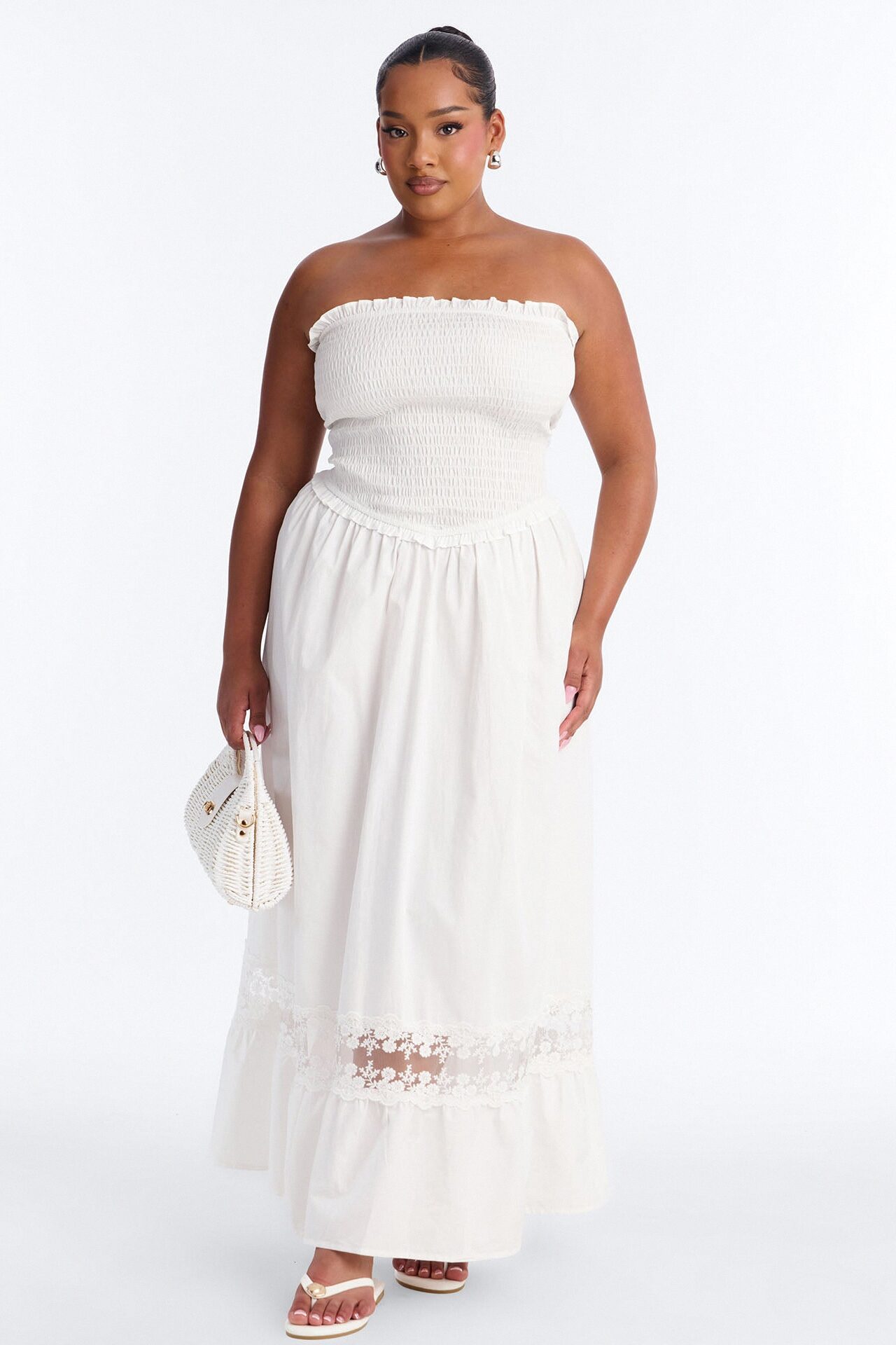Keira Strapless Maxi Dress - White